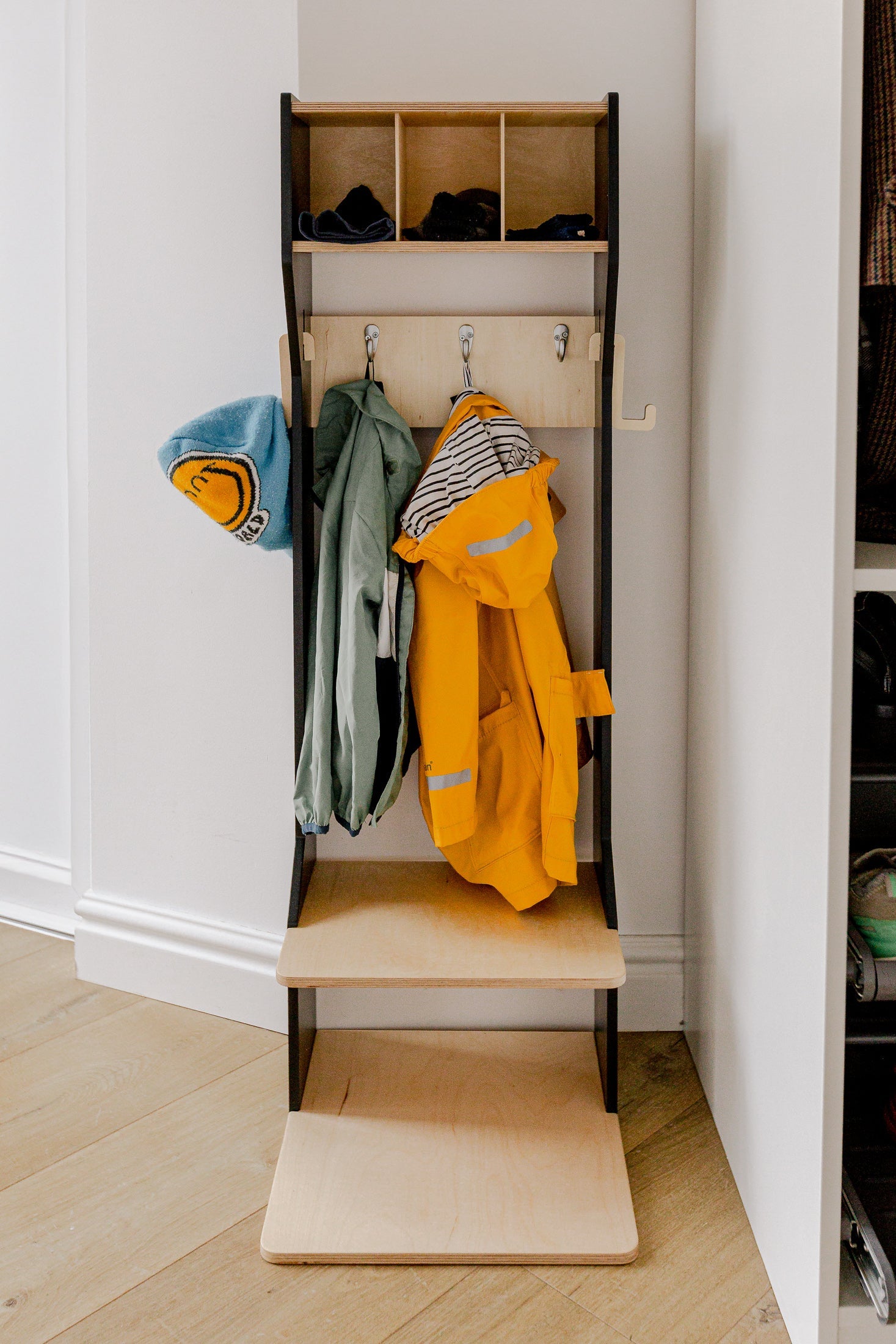 Children's Outwear Organizer – Sturdy Wood Frame Wardrobe