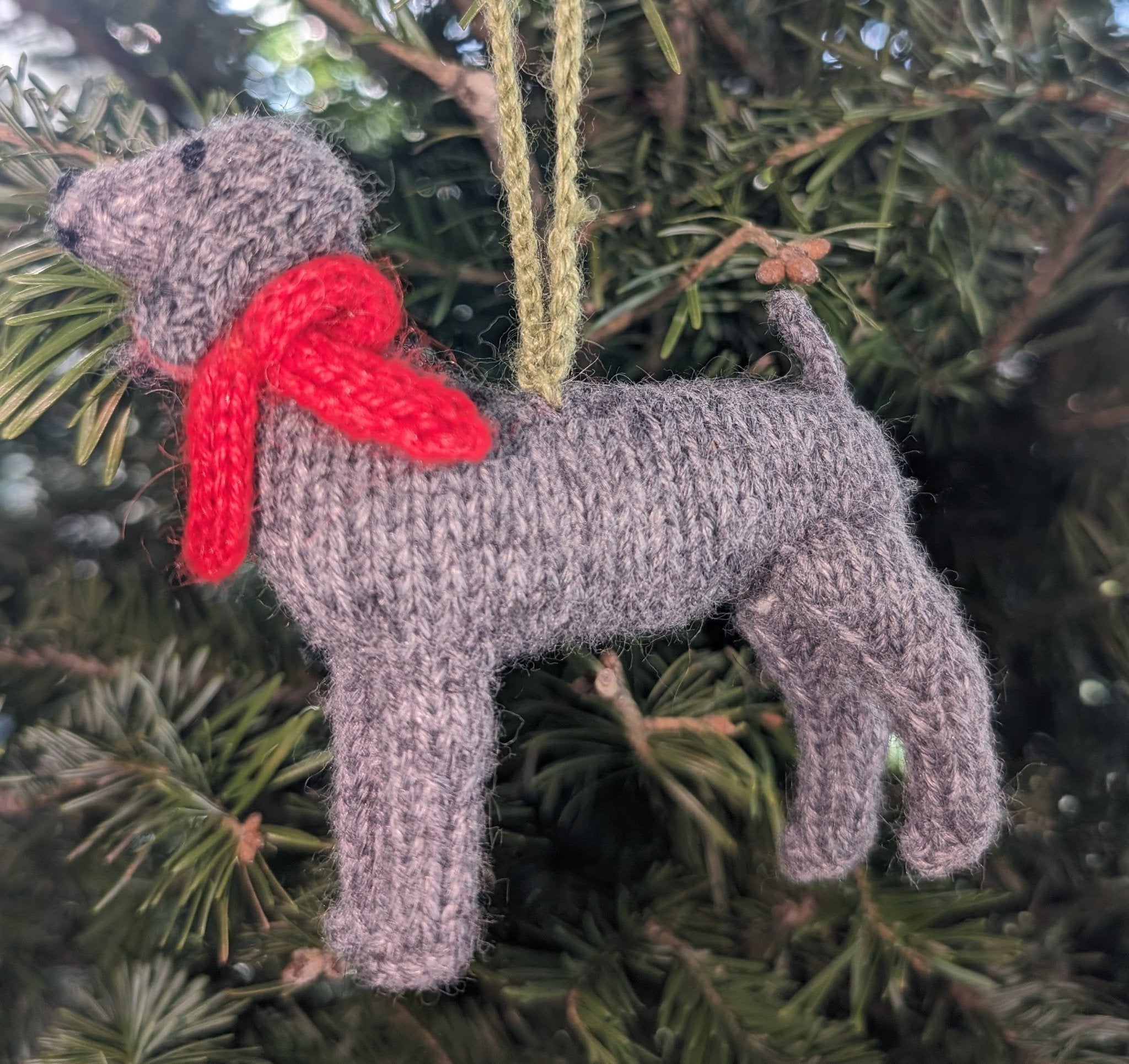 Weimaraner Dog Hand Knit Christmas Ornament