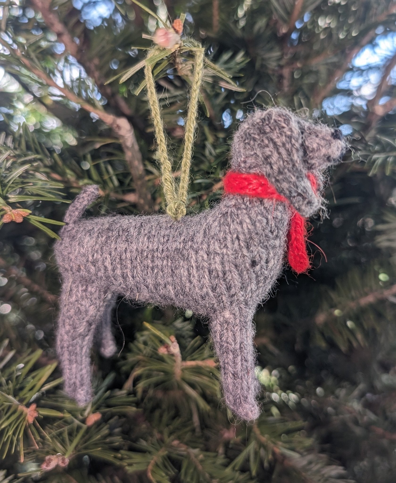 Weimaraner Dog Hand Knit Christmas Ornament
