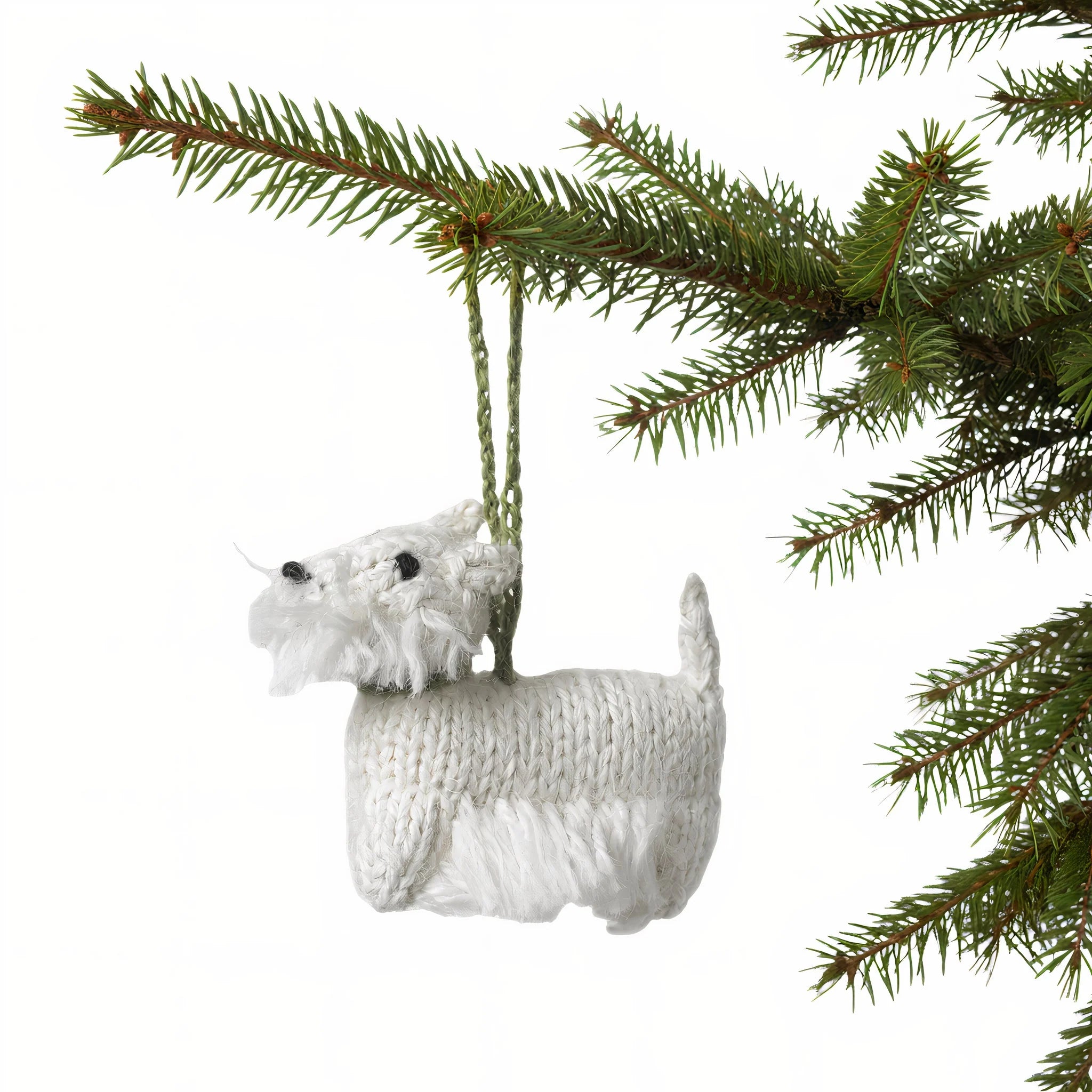 Hand Knit Alpaca Wool Christmas Ornament - Westie Dog