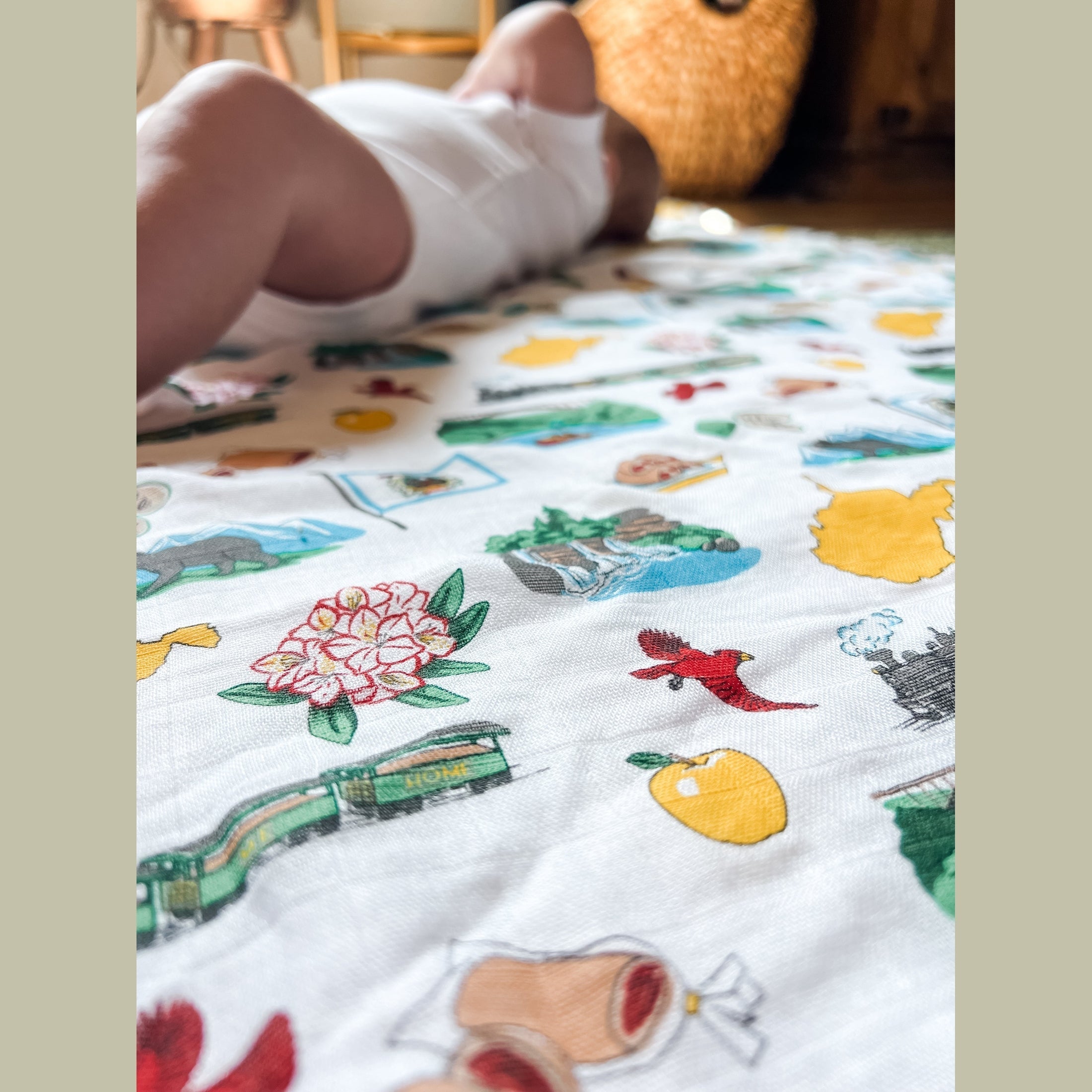 West Virginia Baby Giftset: Baby Swaddle Blanket And Burp/bib Combo