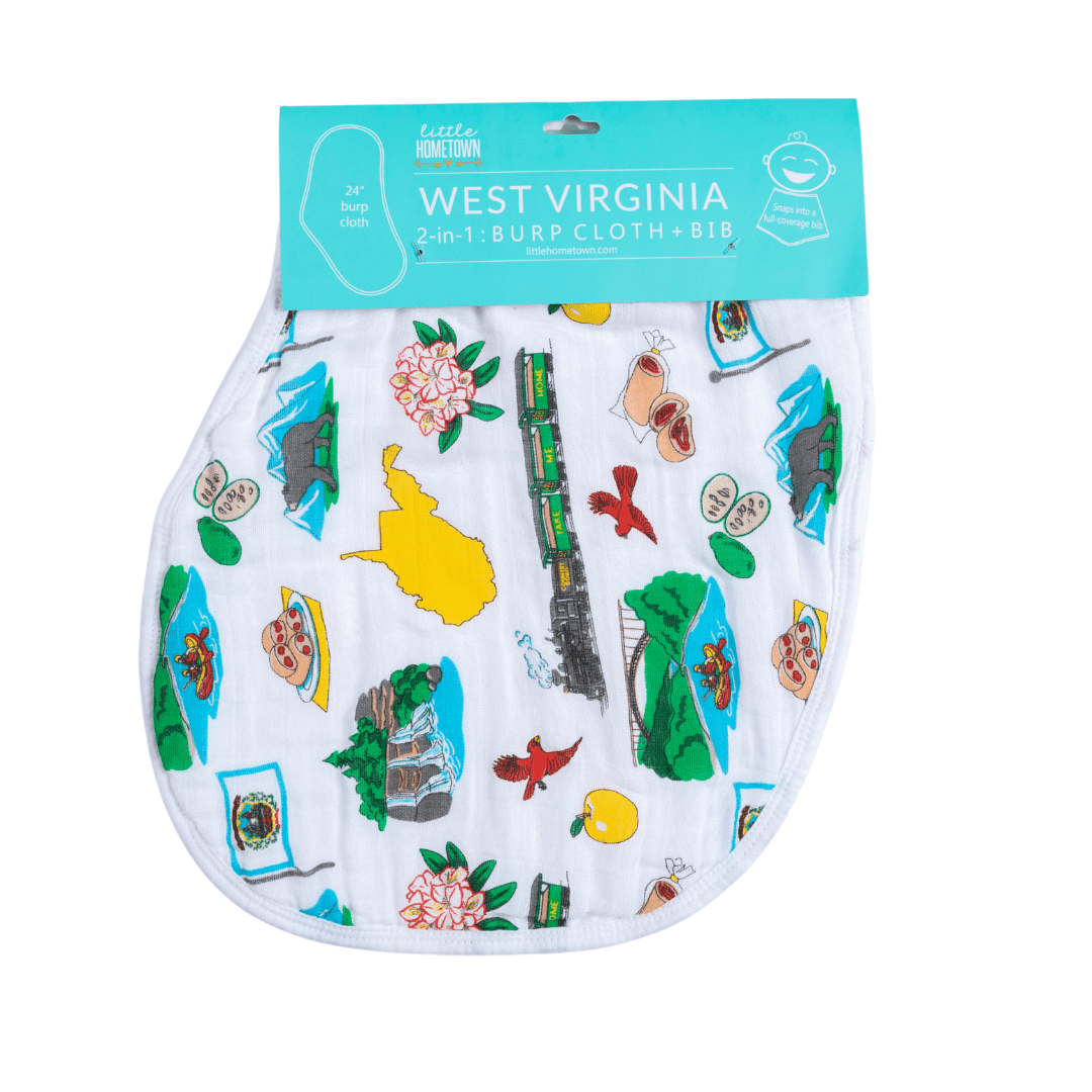 West Virginia Baby Giftset: Baby Swaddle Blanket And Burp/bib Combo