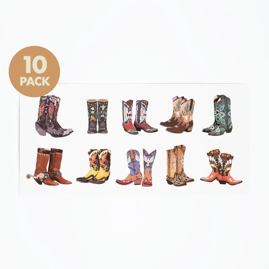 Cowboy Boot Temporary Tattoos - 10 Pack