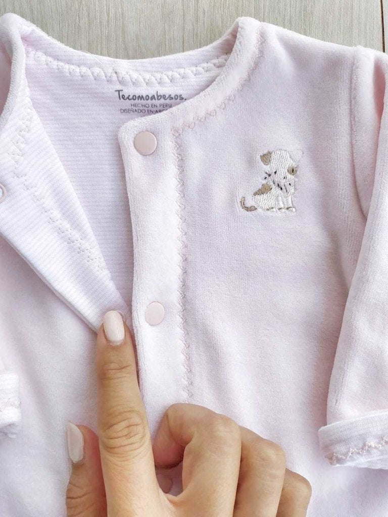 Puppy Velvet Playsuit, Pink