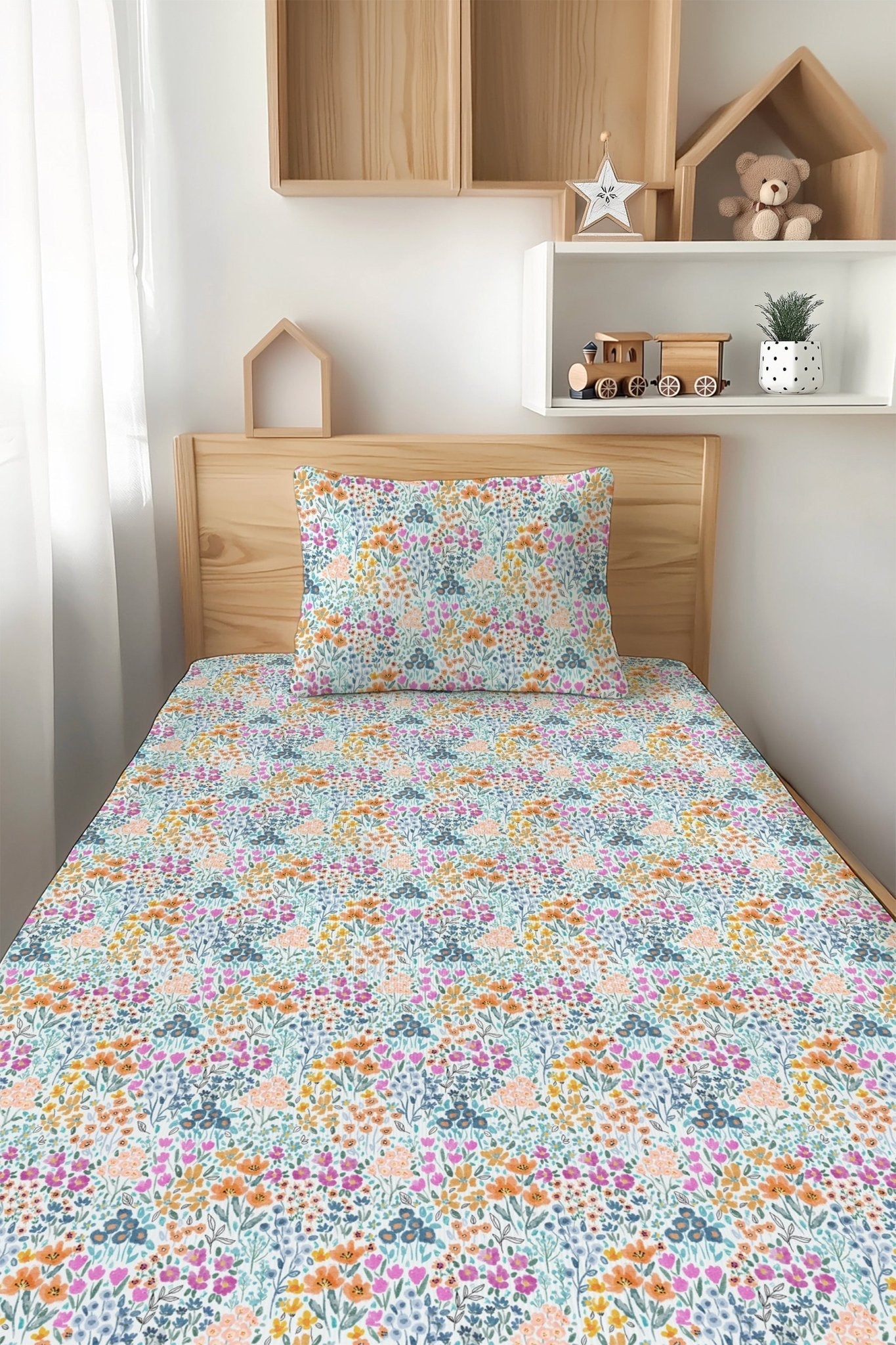 Whispering Wildflowers Twin Fitted Sheet And Pillowcase Set