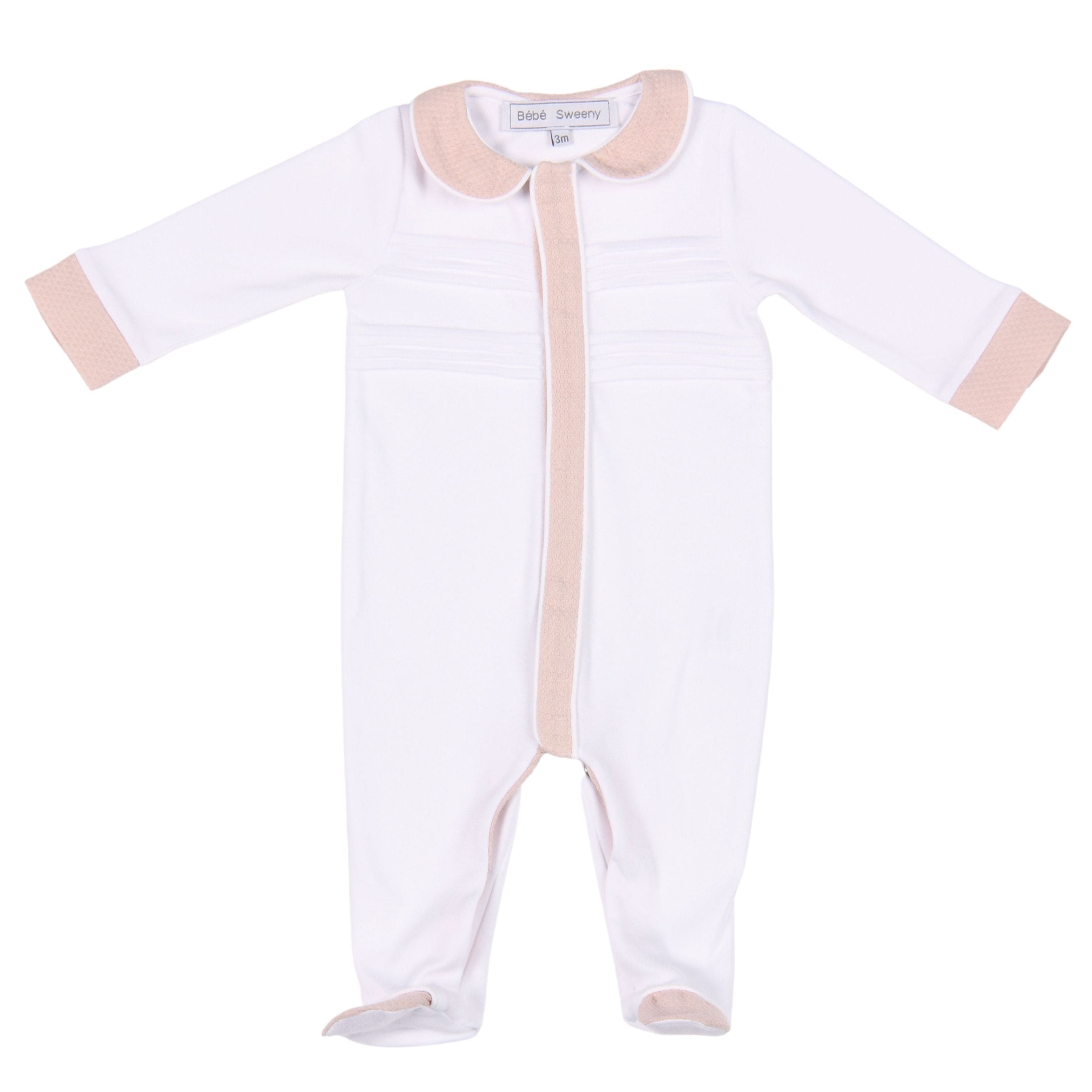 Mon Beau Trousseau | Girls White & Dusty Rose Cotton Babygrow
