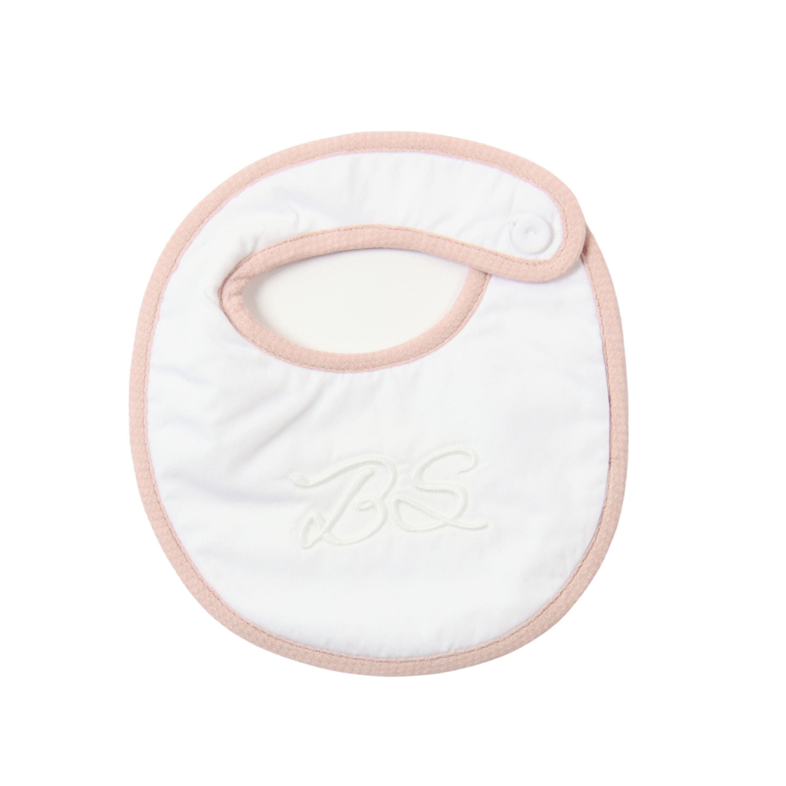 Mon Beau Trousseau | Girls White & Dusty Rose Cotton Bib