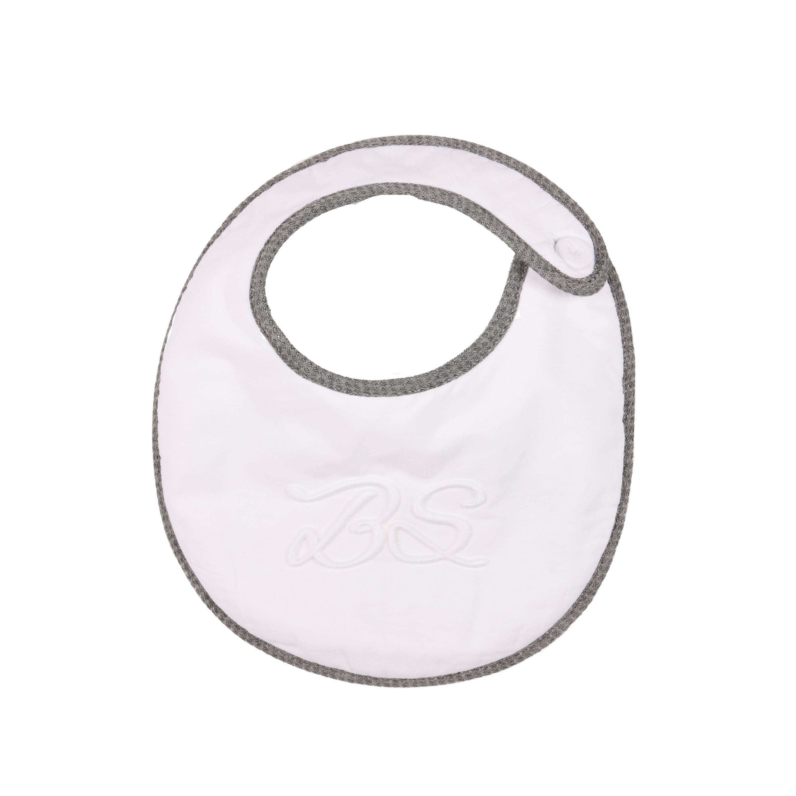 Mon Beau Trousseau | Boys White & Grey Cotton Bib