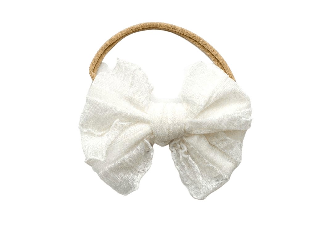 White Chiffon Knot Bow Headband
