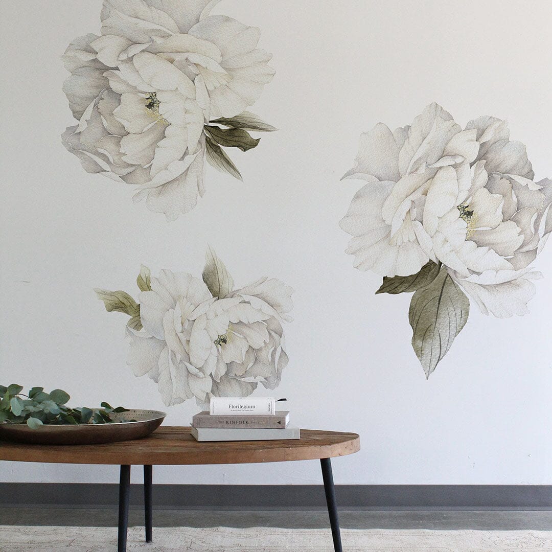 White Peonies Wall Decals
