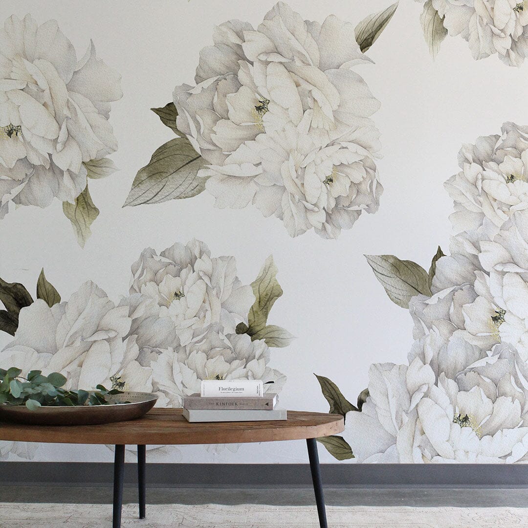 White Peonies Wall Decals