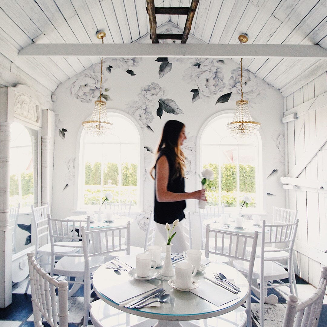 White Peonies Wall Decals