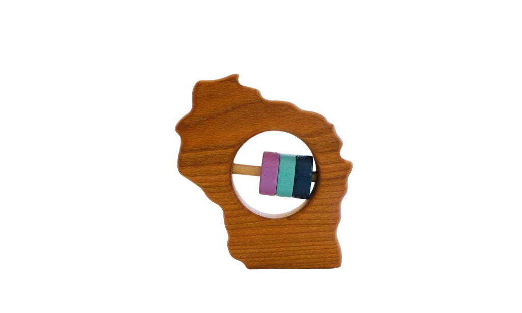 Wisconsin State Wooden Baby Rattleā¢