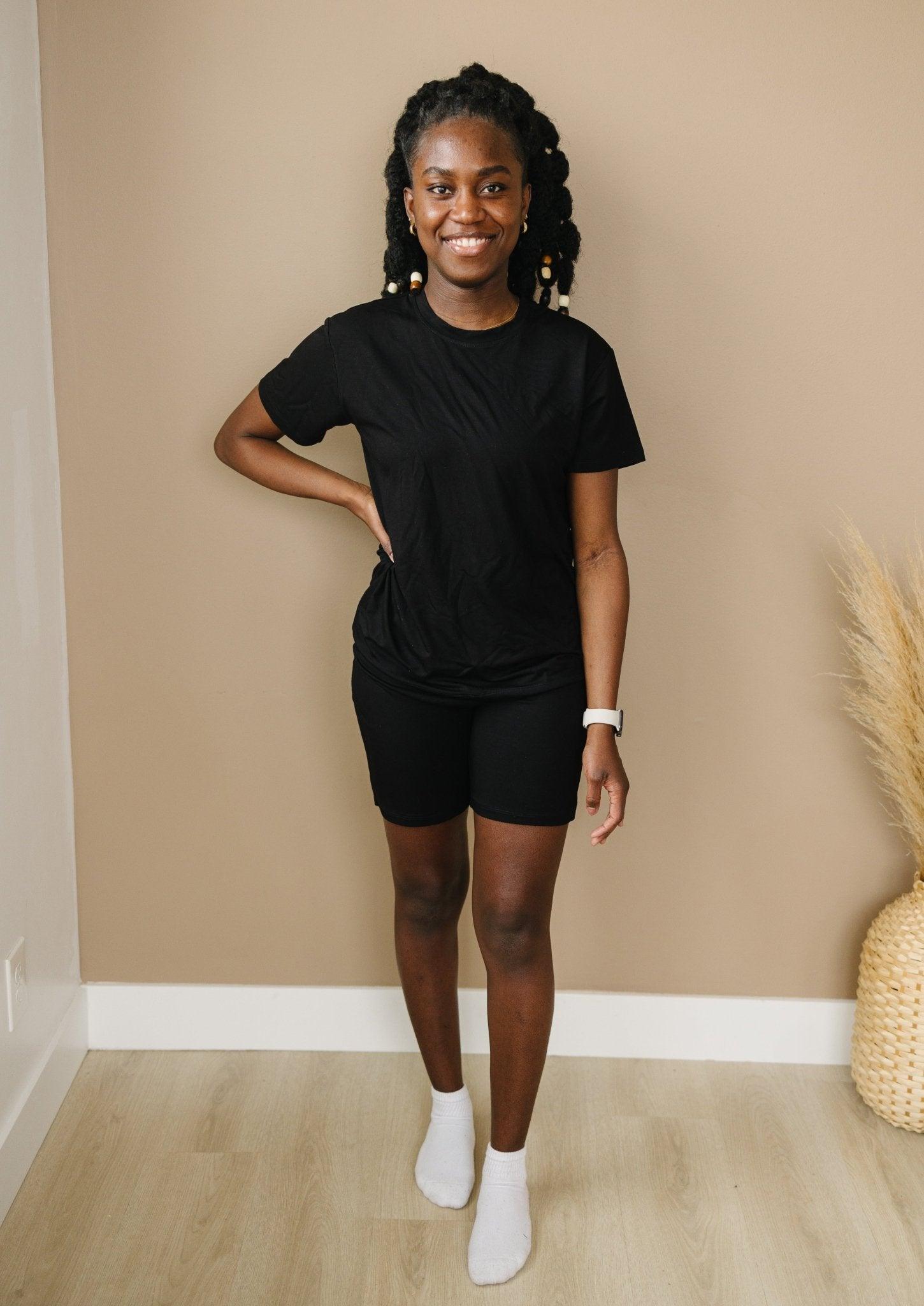 Women's Bamboo Tee & Bike Shorts - Sold As Separates