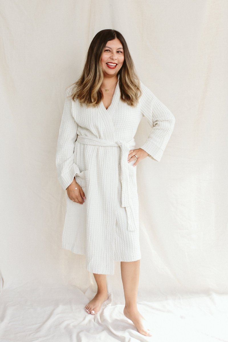 Womens Waffle Robe | Alabaster