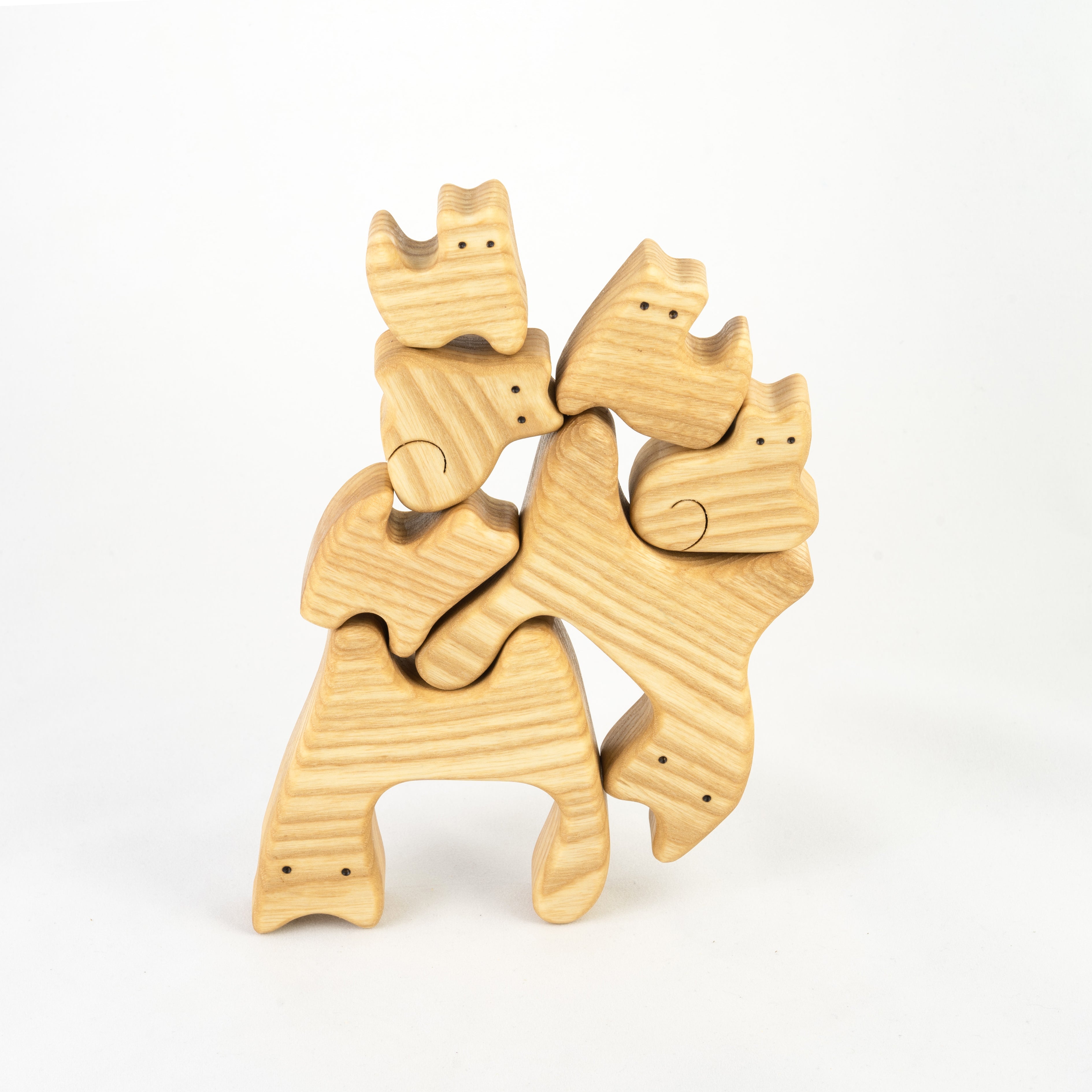 Waldorf Wooden Cats Family Of 7 Puzzle Set