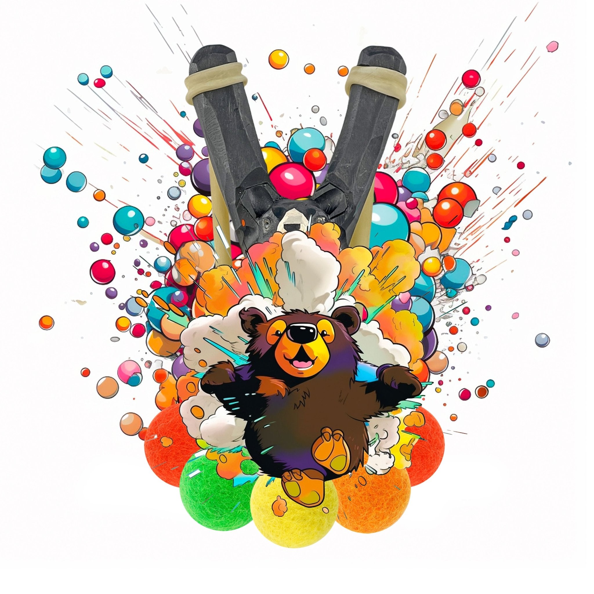 Wooden Bear Slingshot + Felt Ammo