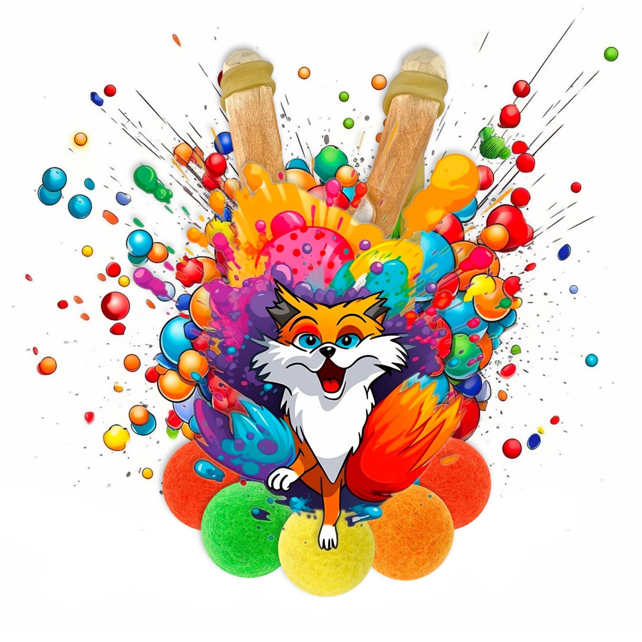 Wooden Fox Slingshot + Felt Ammo