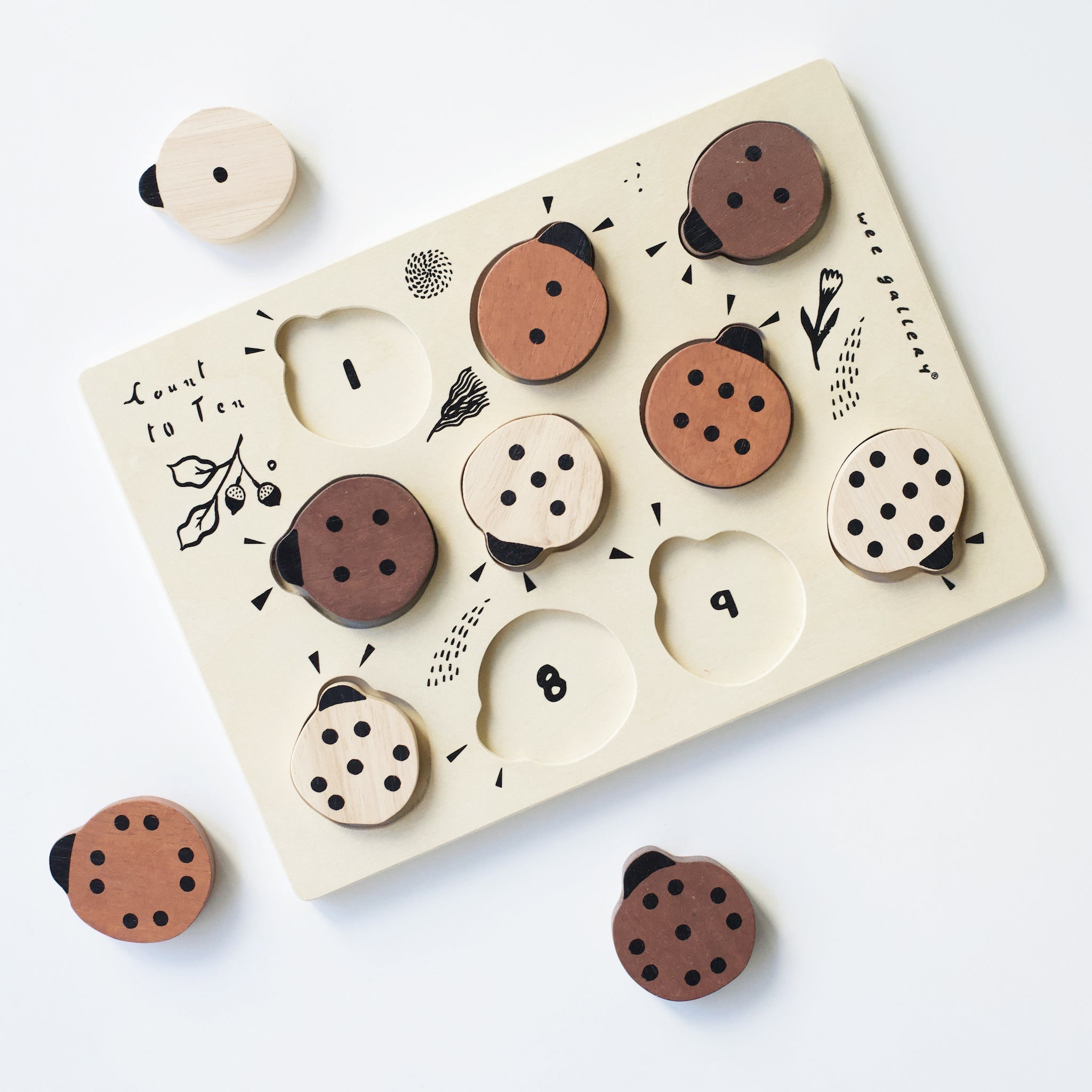 Wooden Tray Puzzle - Count To 10 Ladybugs