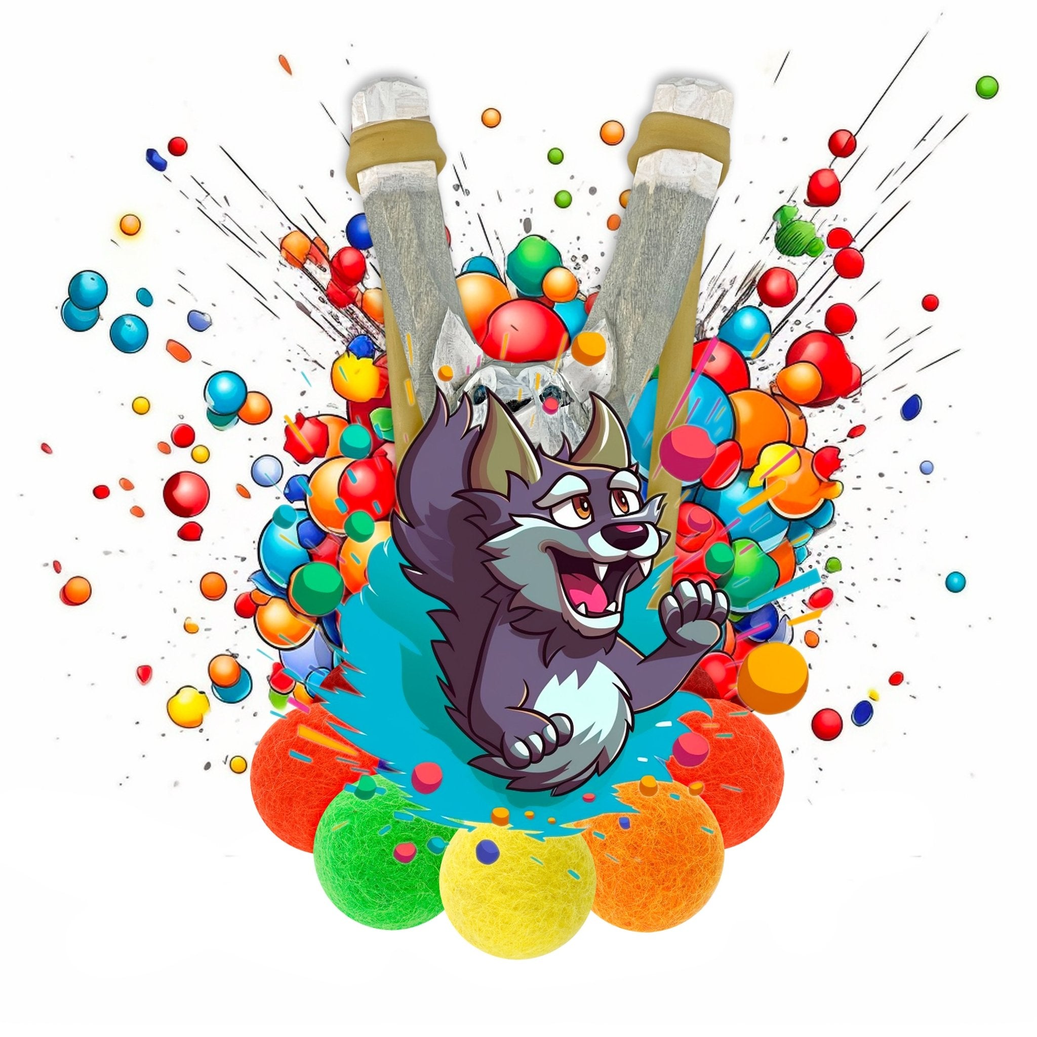 Wooden Wolf Slingshot + Felt Ammo