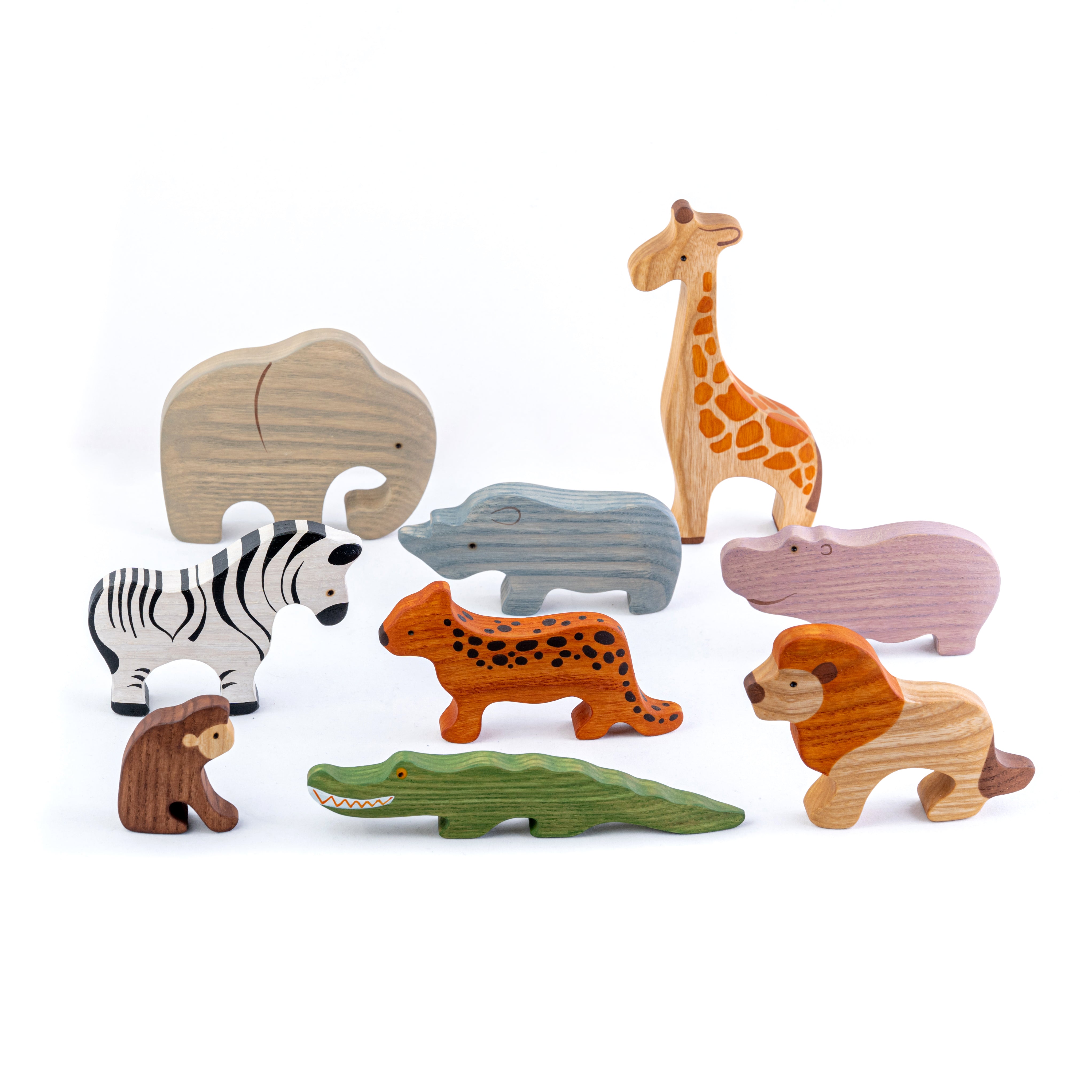 Waldorf African Safari Set Of 9 Animals Painted