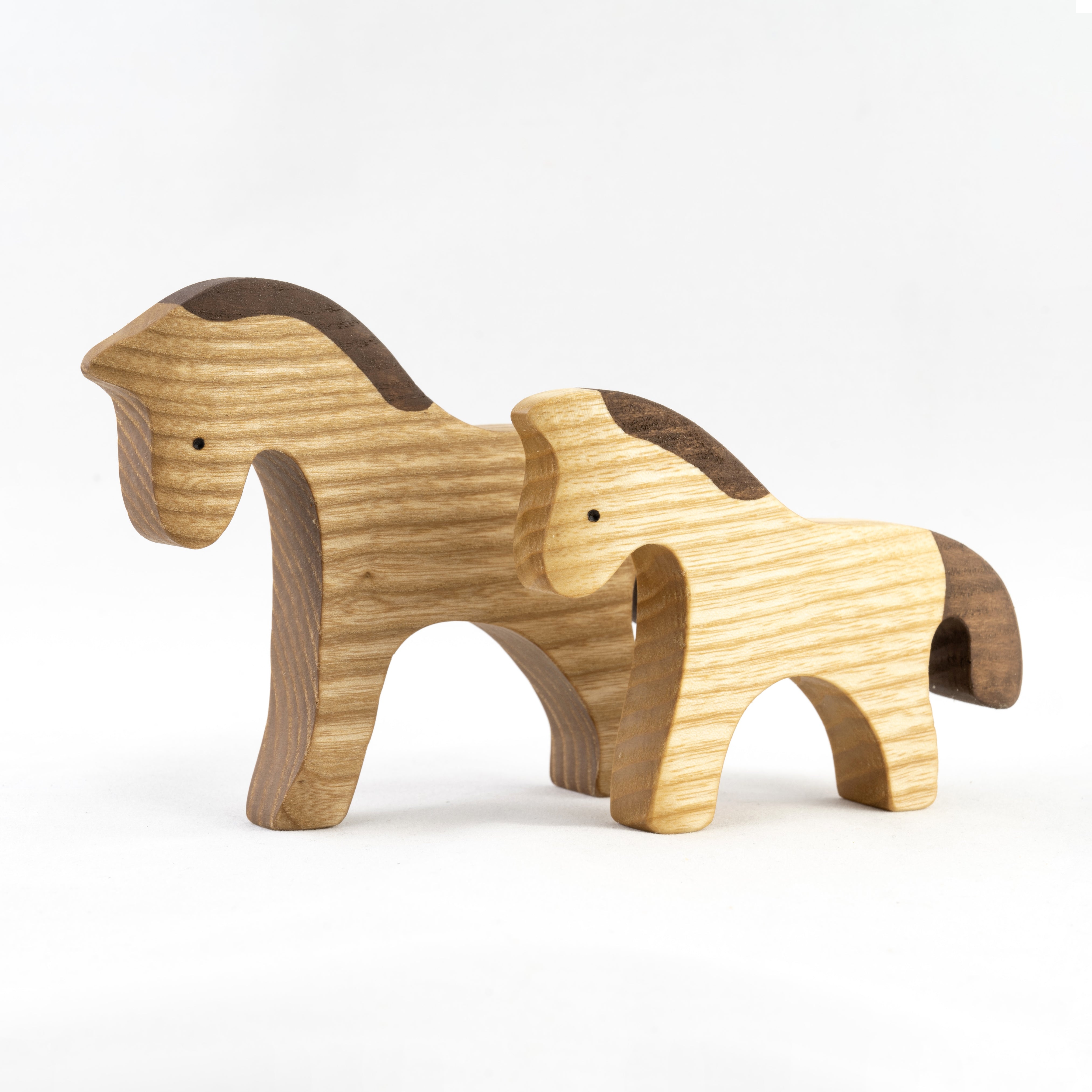 Wooden Horse Figurines Set Painted- 2 Pieces
