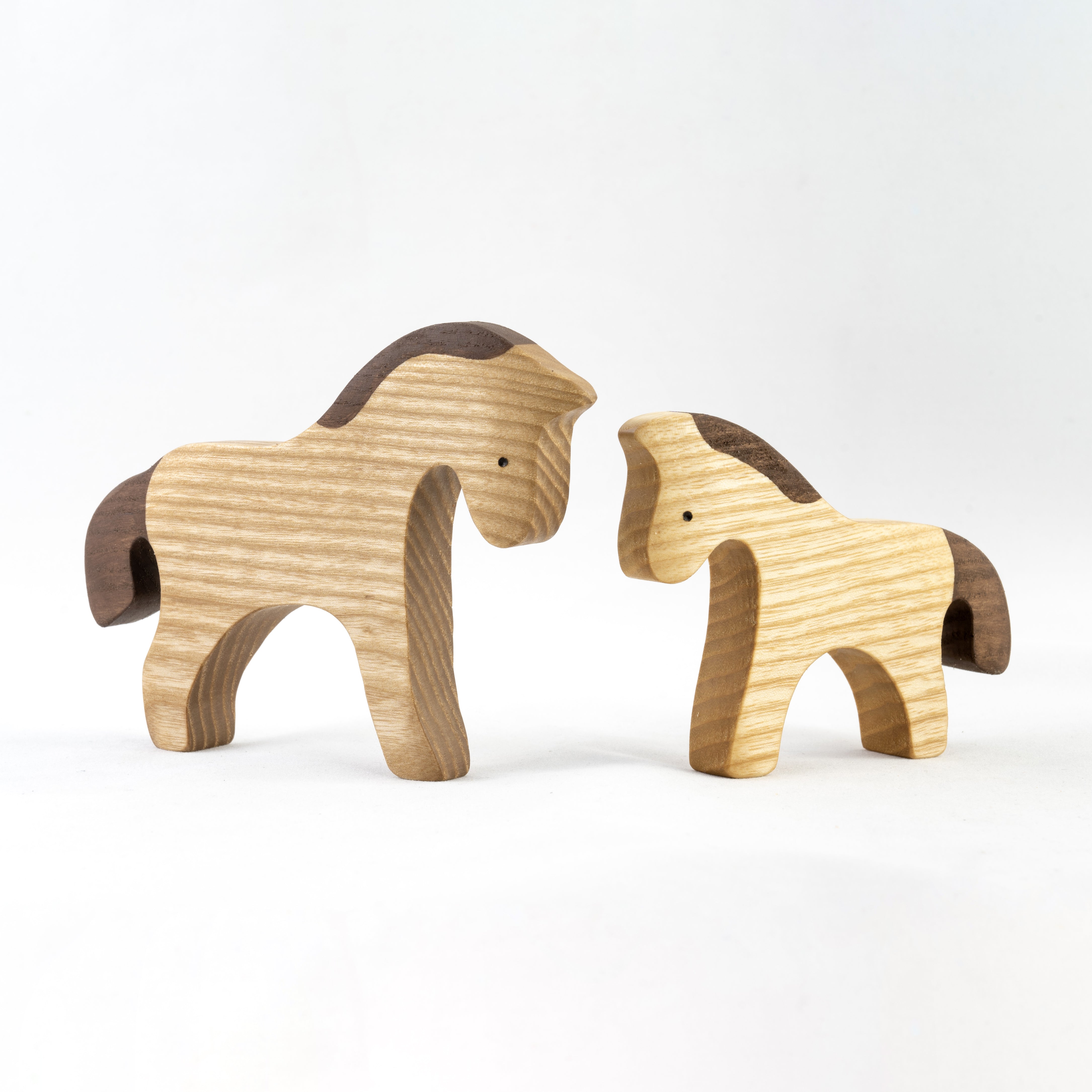 Wooden Horse Figurines Set Painted- 2 Pieces