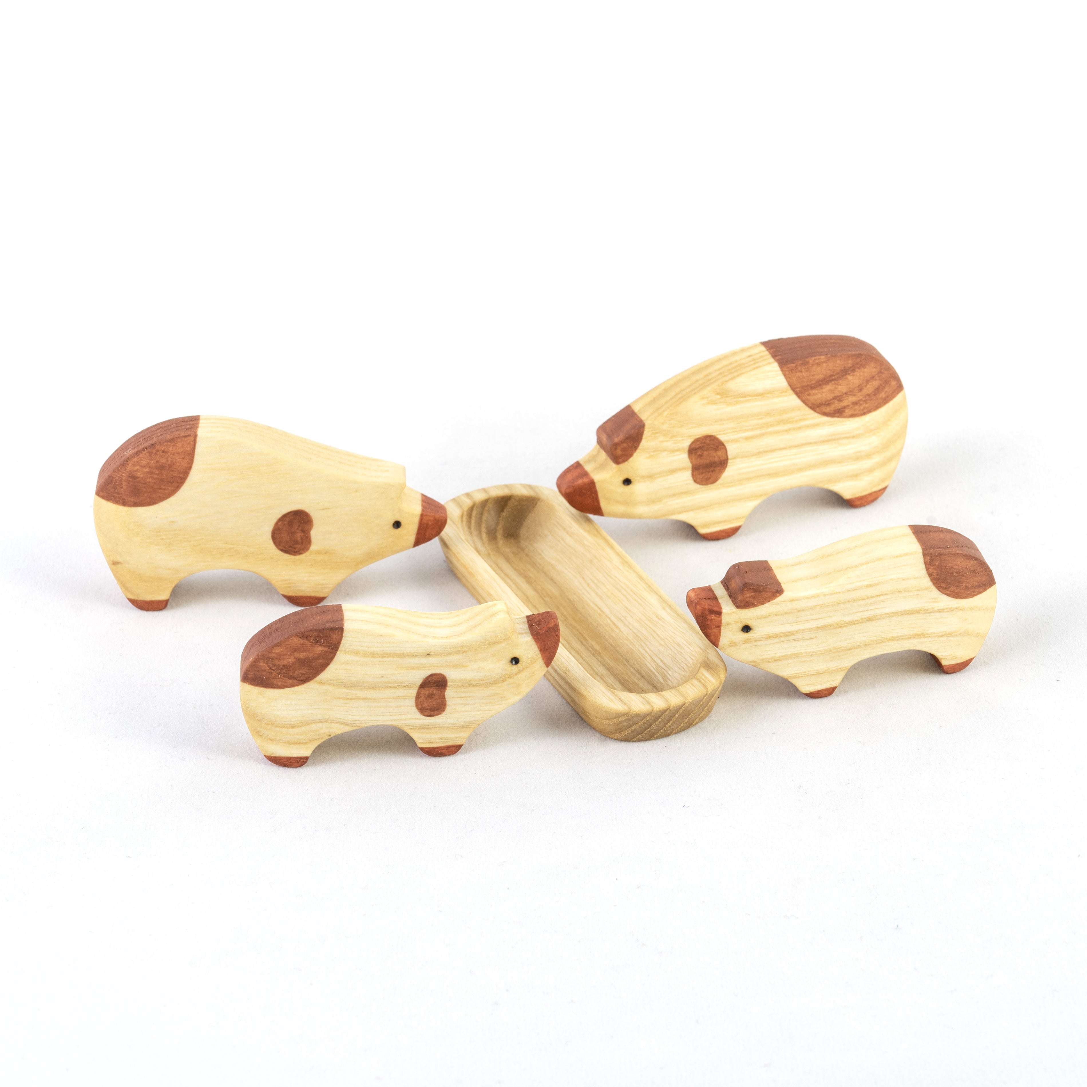 Wooden Pig Toy Set Painted- 4 Pieces