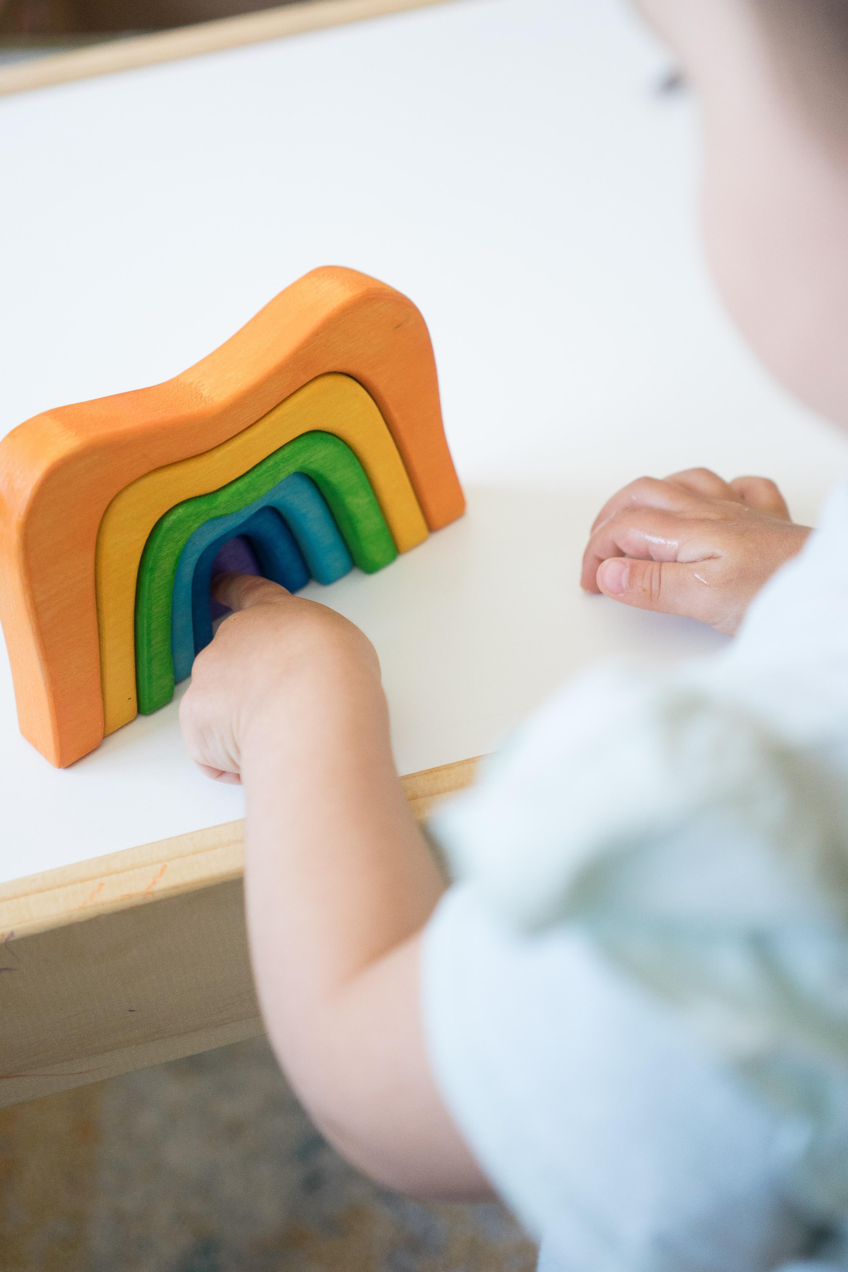 Wooden Stacking Toy Rainbow Caves Sculptural Blocks