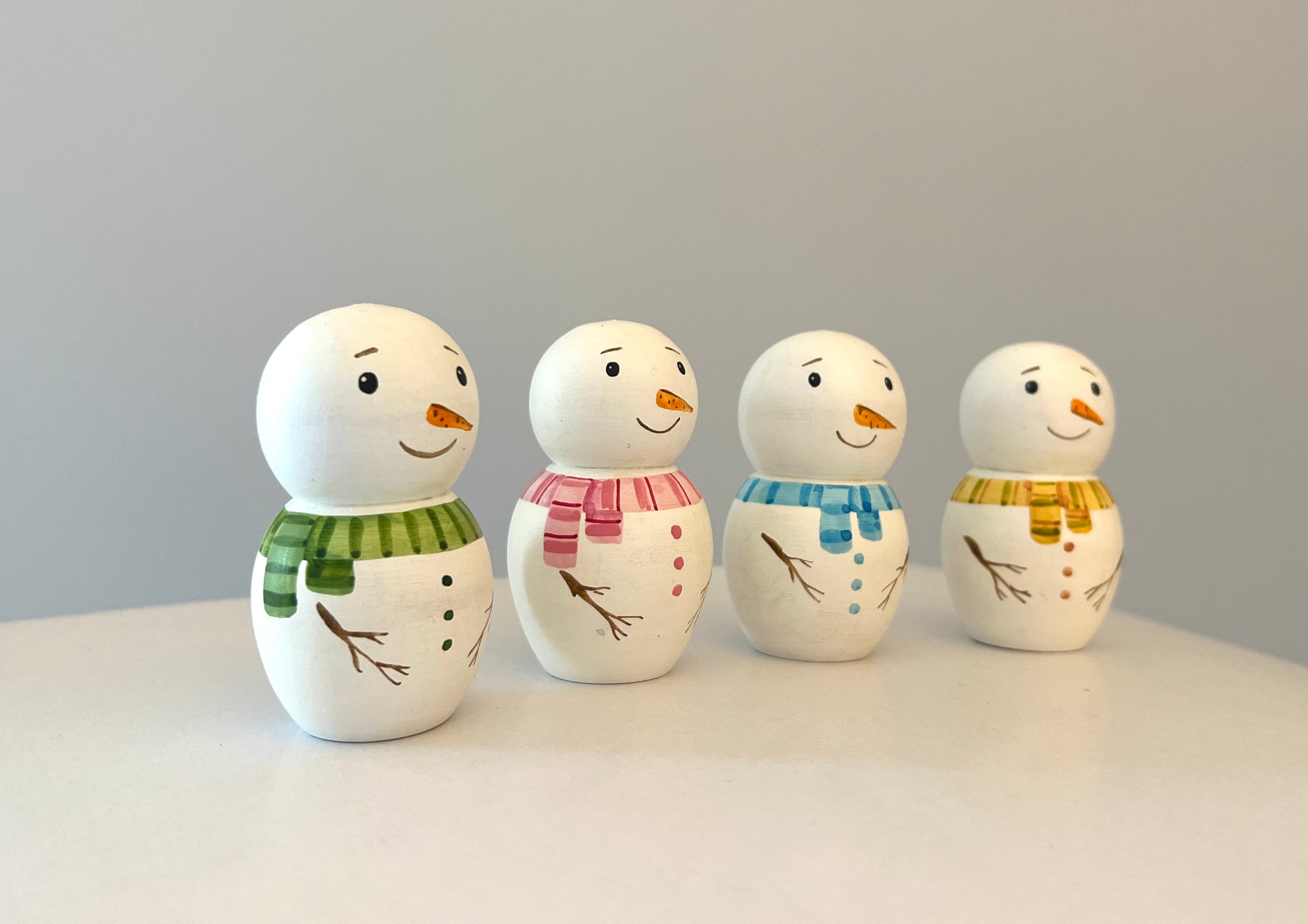 Handcrafted Wooden Snowman Peg Doll – Winter-themed Figurine For Seasonal Decor