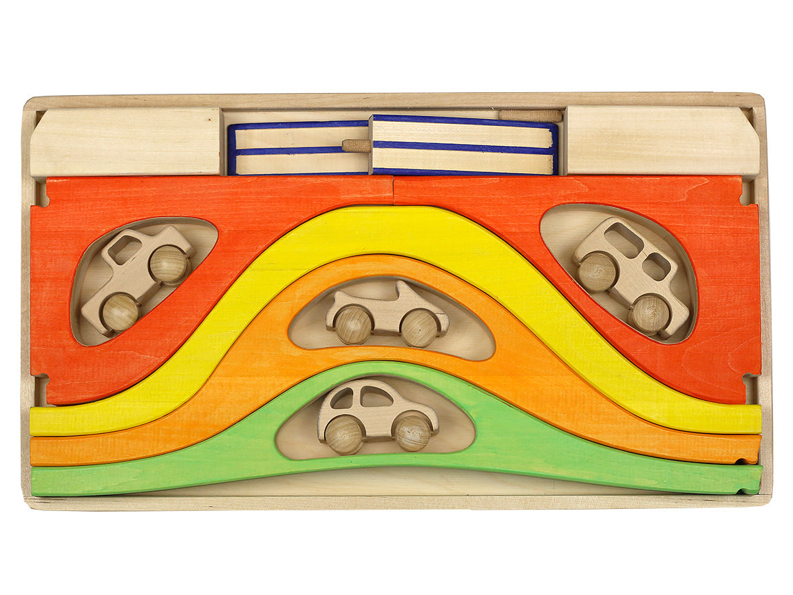 Cars With Roads, Bridges, And Tunnels Set