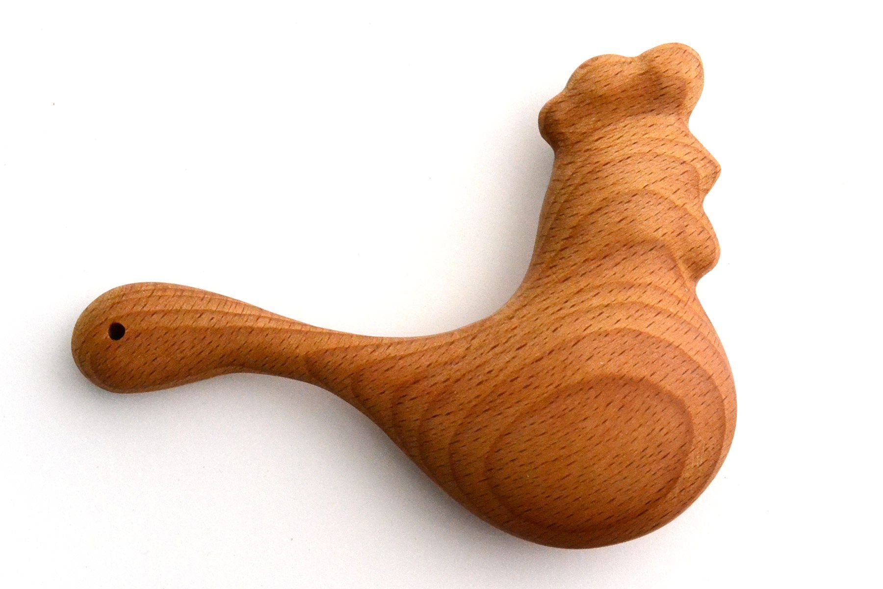 Organic Wooden Rattle Toy Rooster