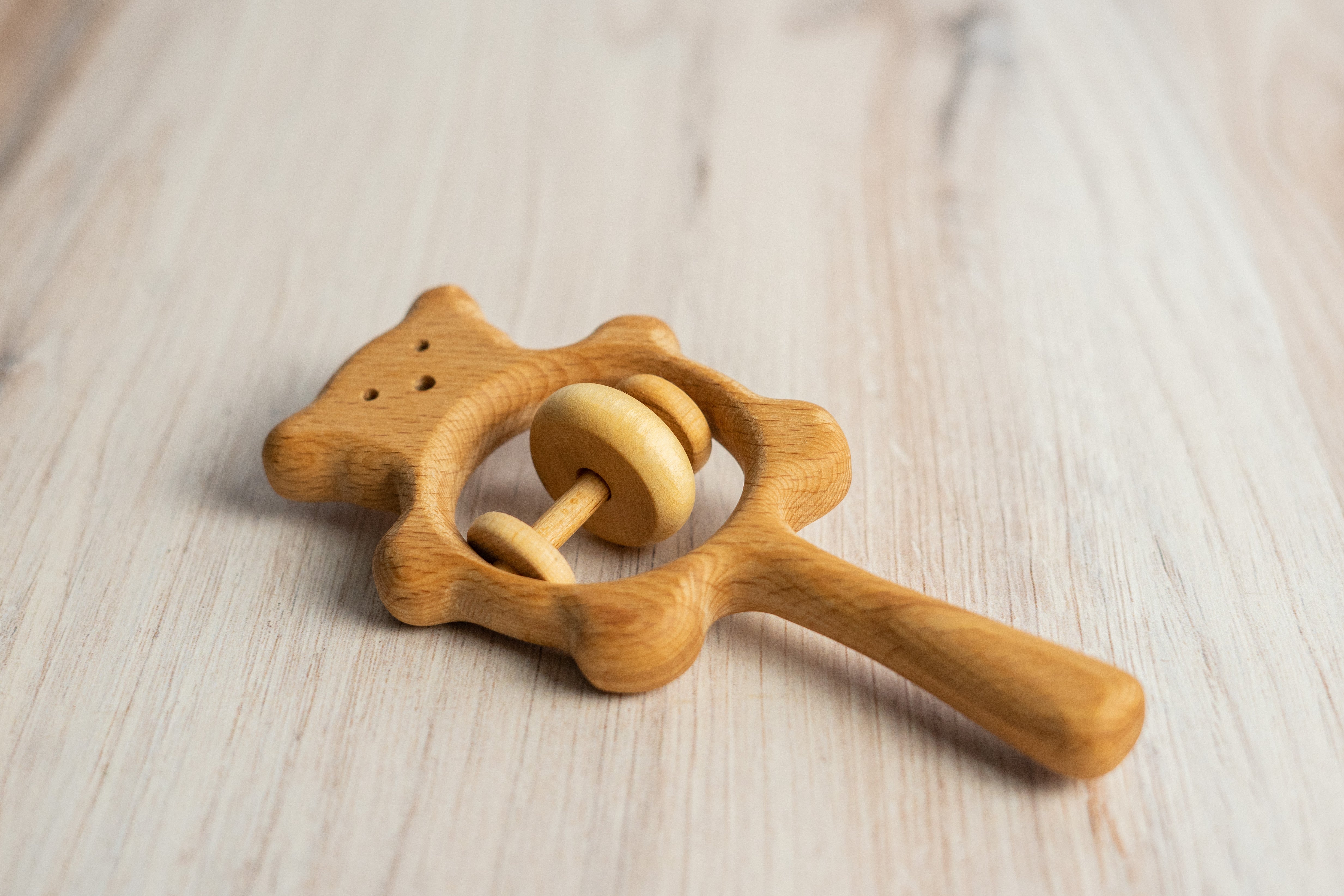 Organic Wooden Rattle Toy Bear