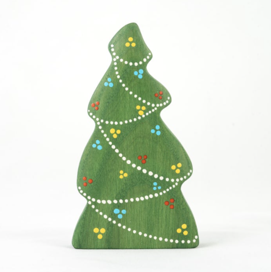 Handmade Wooden Christmas Toy Tree With Garland