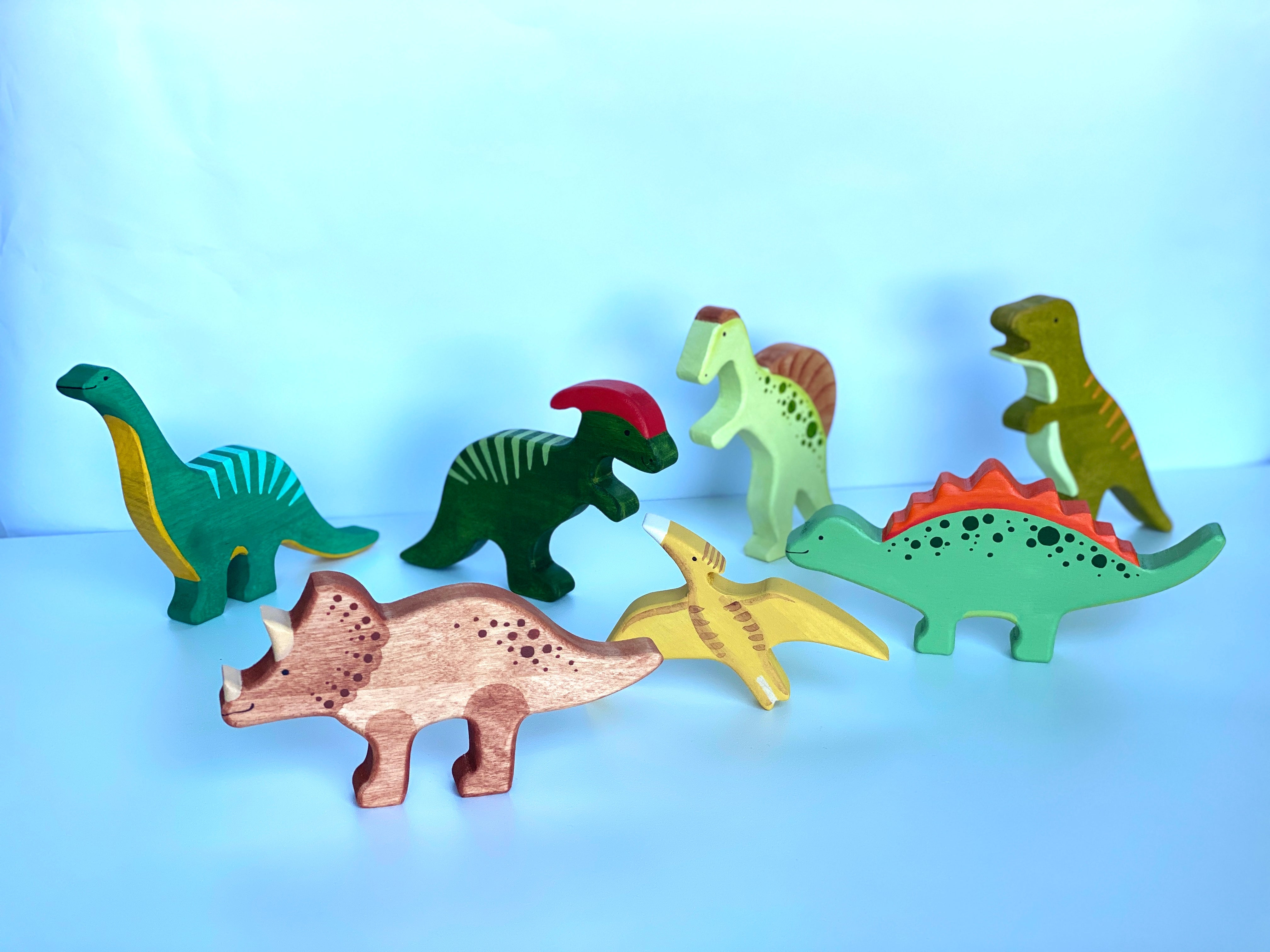 Wooden Dinosaur Set Of 7