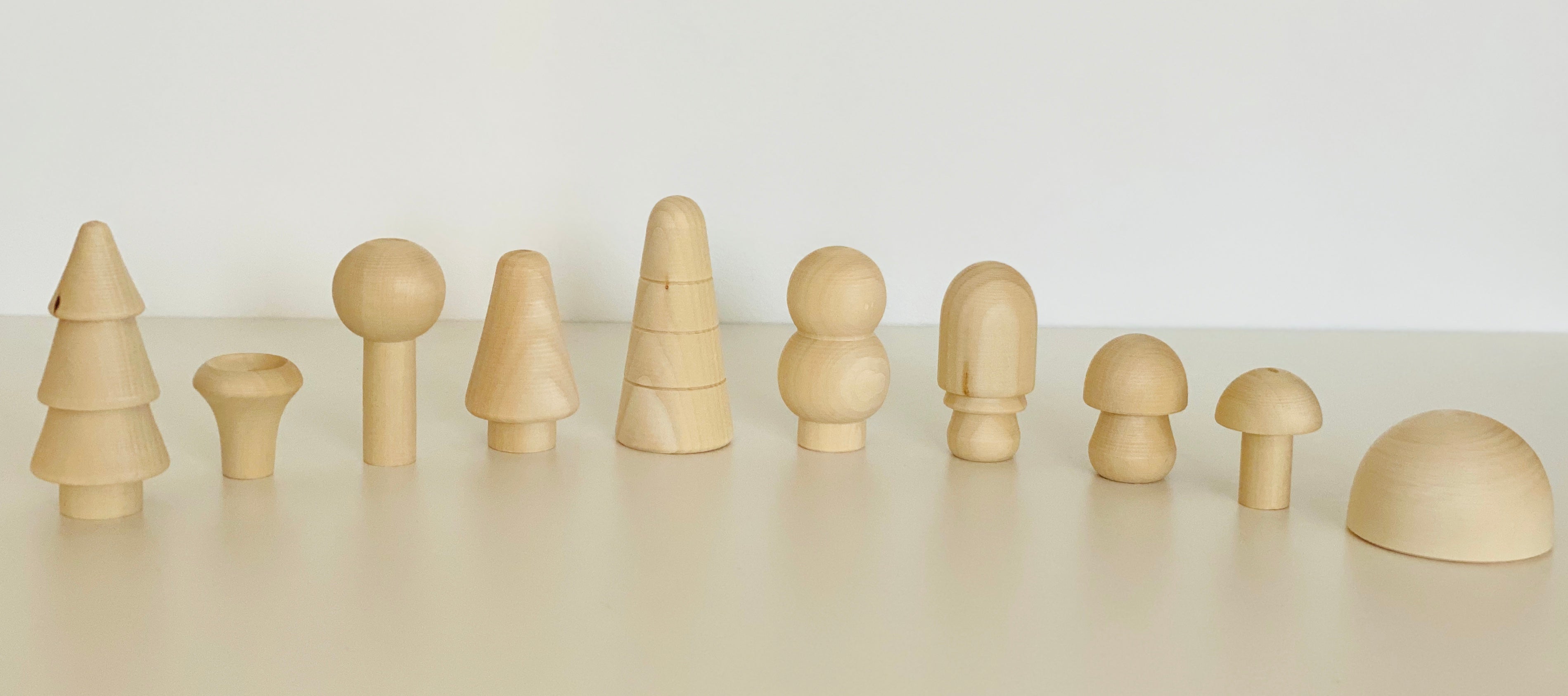 Natural Wooden Mushroom Forest Set