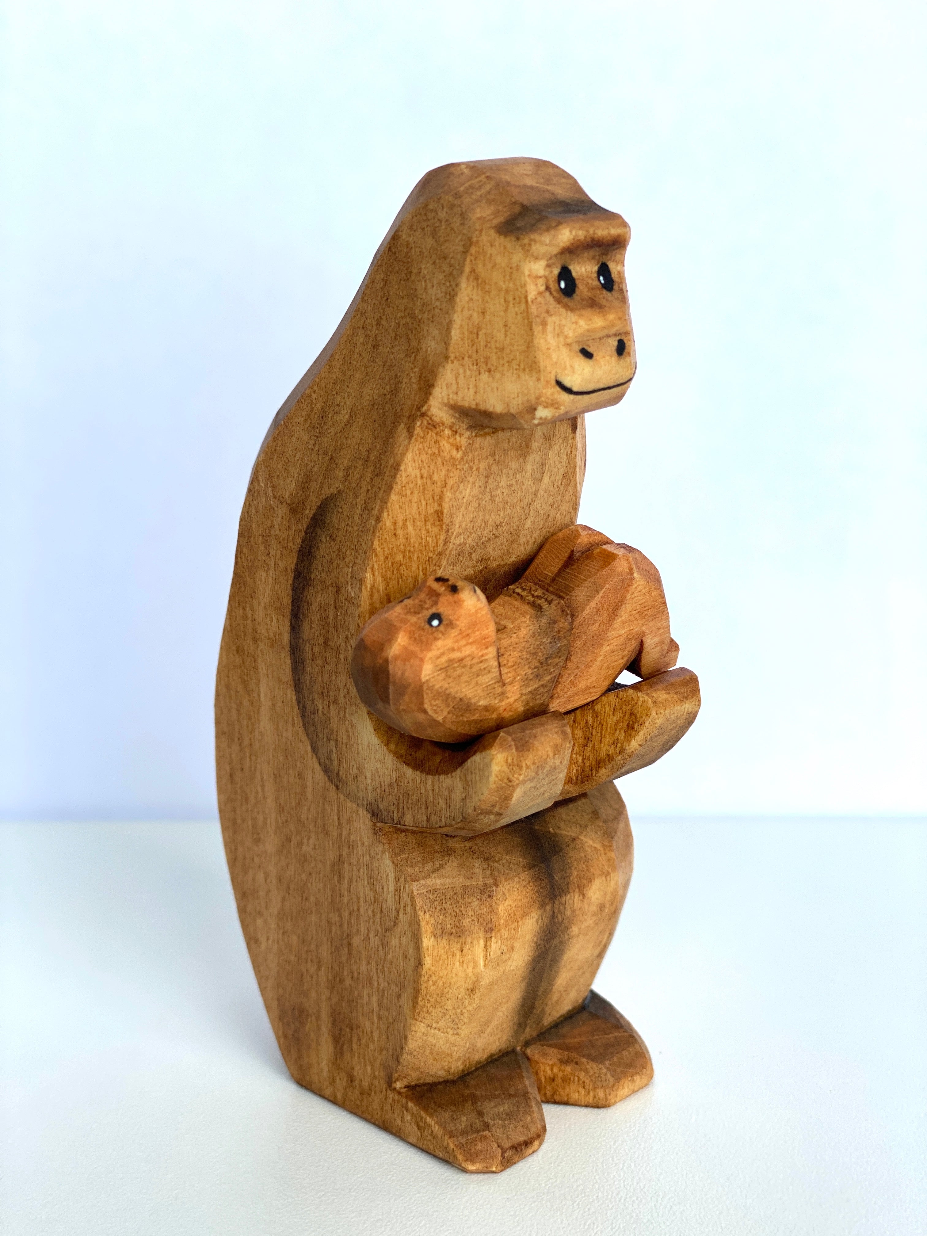Wooden Monkey With The Baby