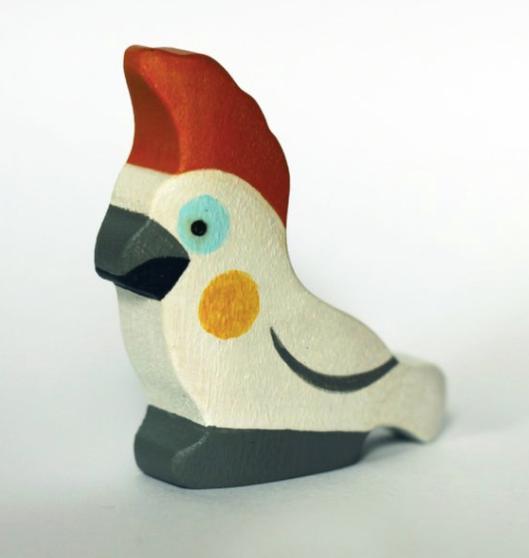 Handmade Wooden White Parrot Figurine