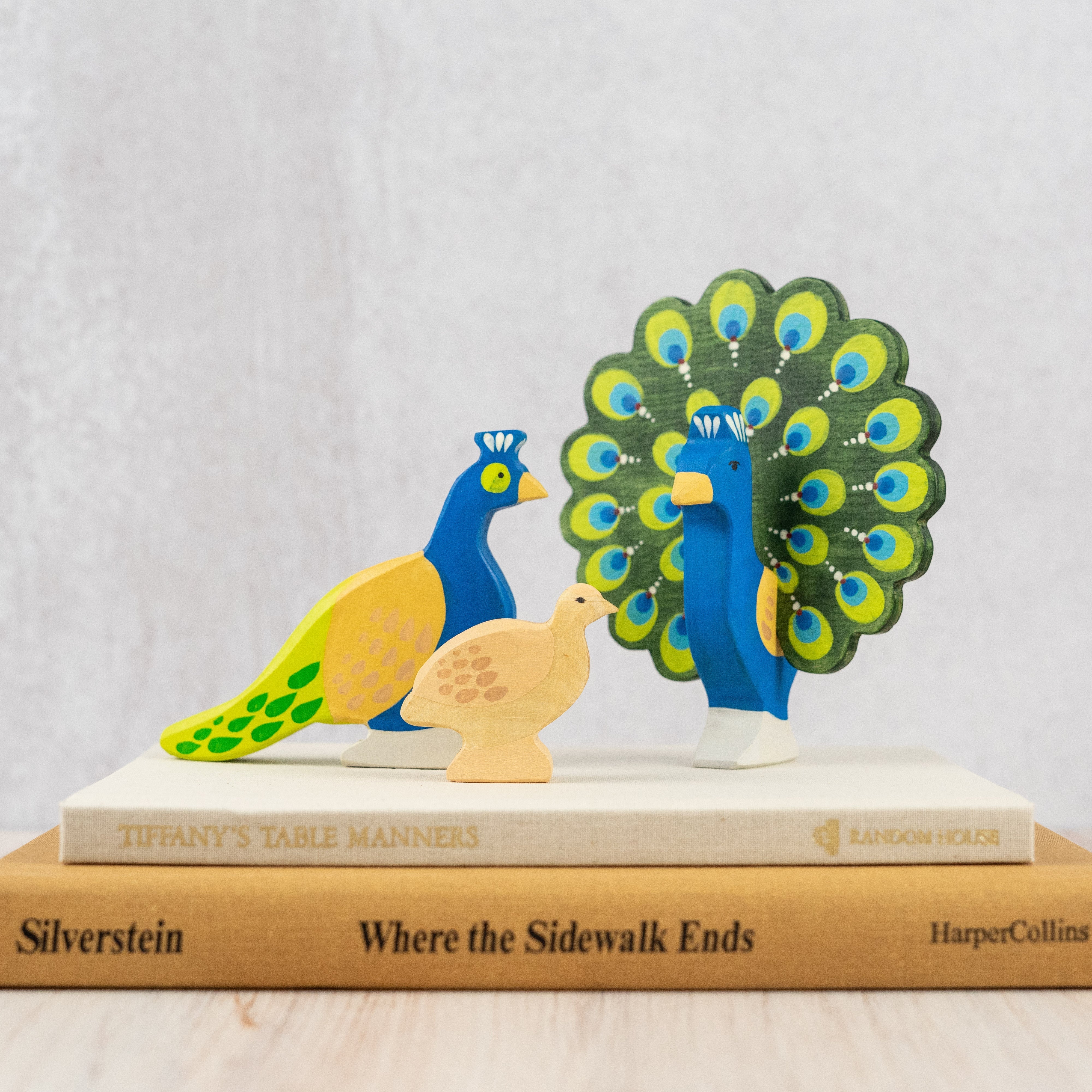 Wooden Peacock Family Set Of 3