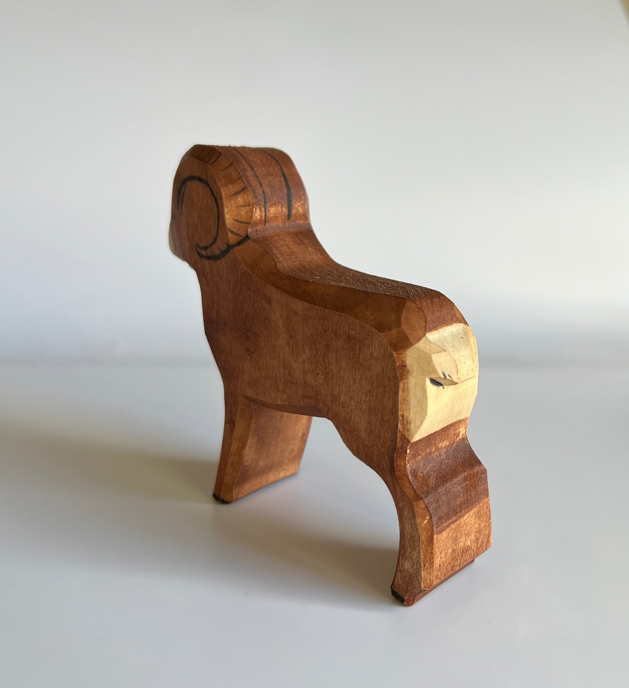 Wooden Sheep Figurine