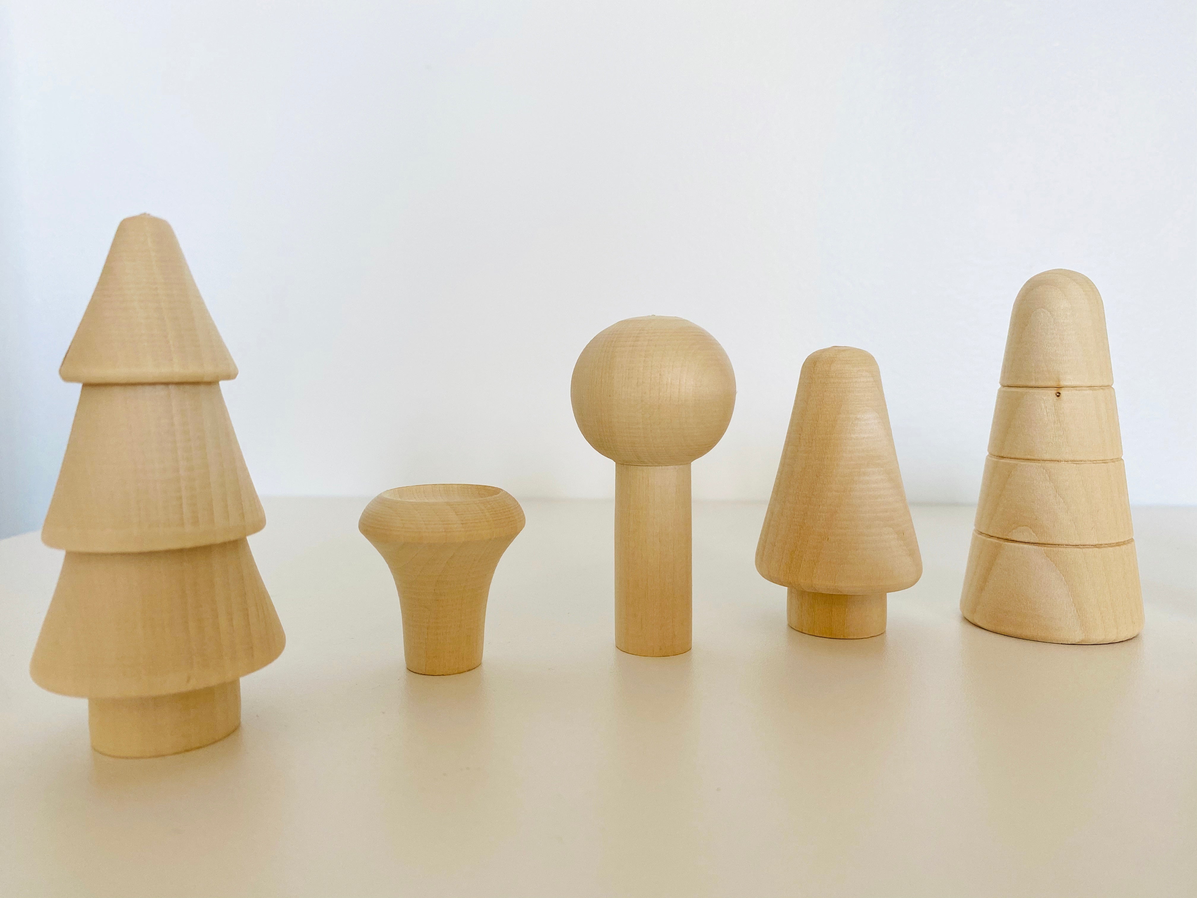 Natural Wooden Mushroom Forest Set