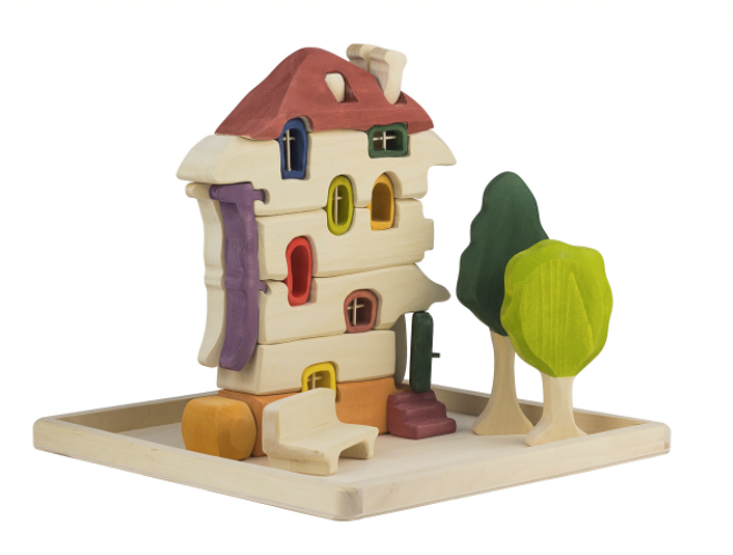 Wooden House Building Blocks Toy Set