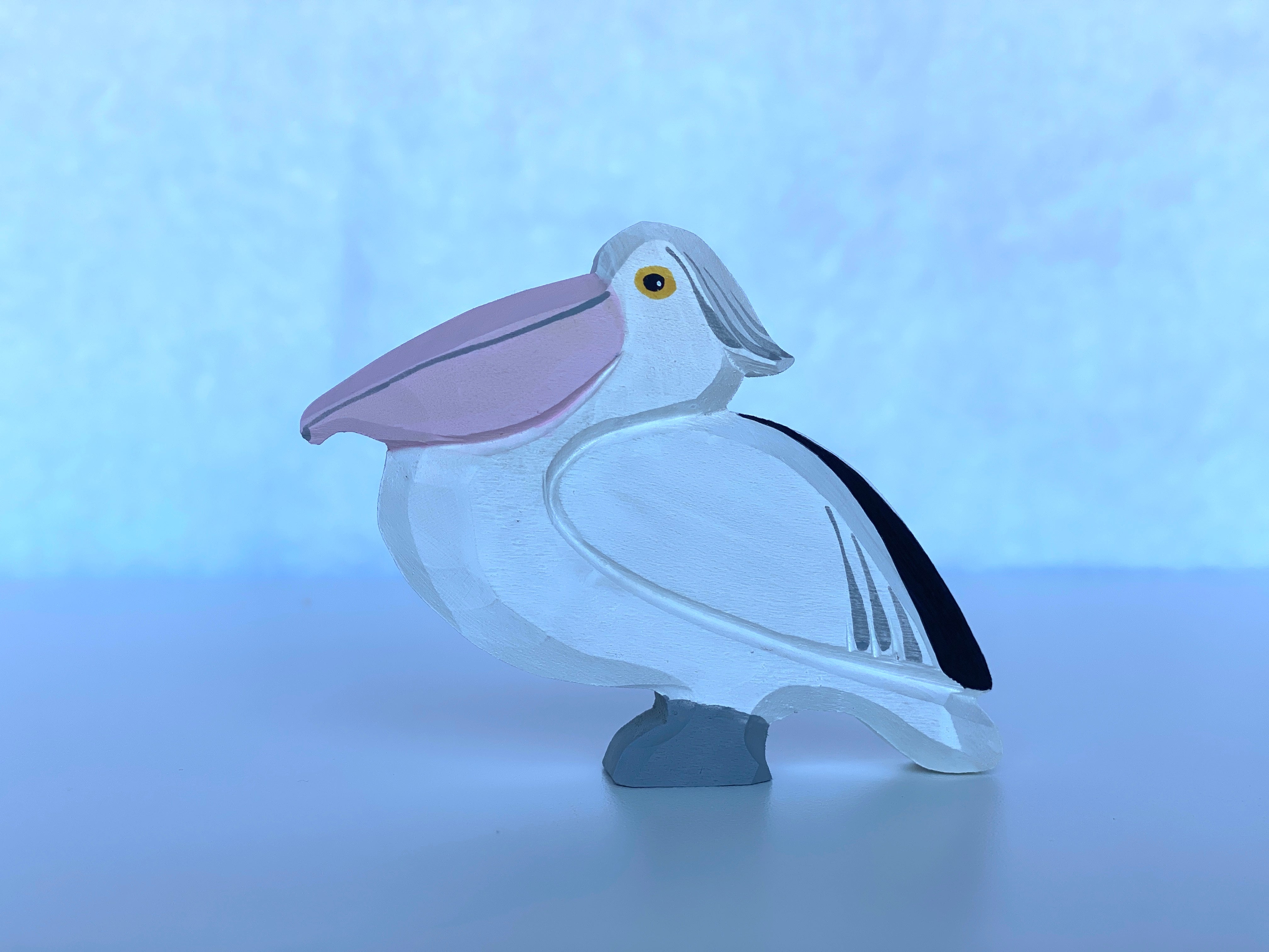 Hand Carved Wooden Pelican Toy Set Of 3