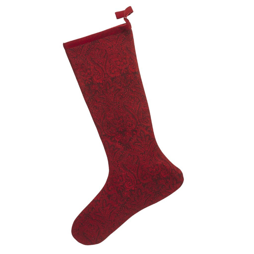 Wool Christmas Stocking Red Paisley Design