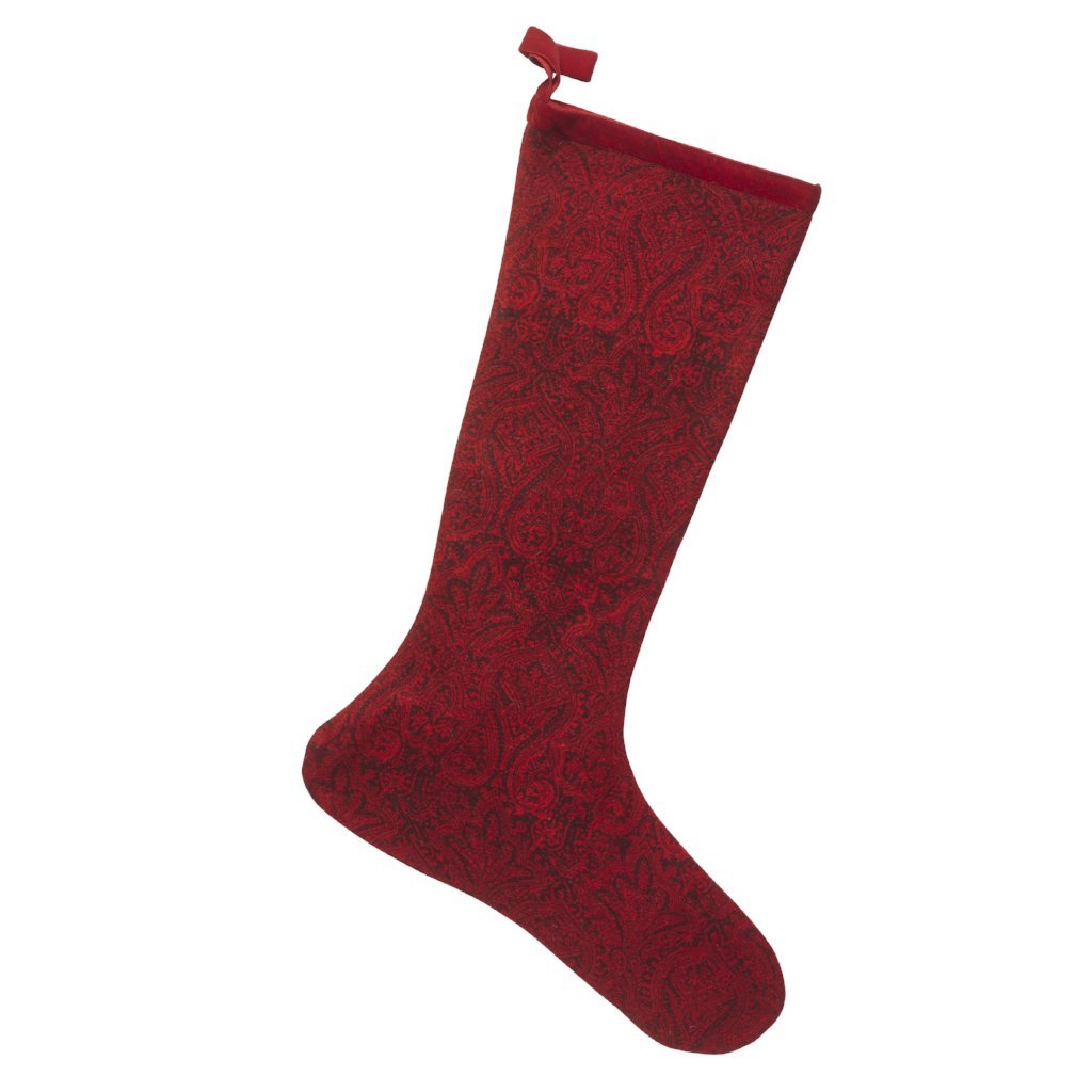 Wool Christmas Stocking Red Paisley Design