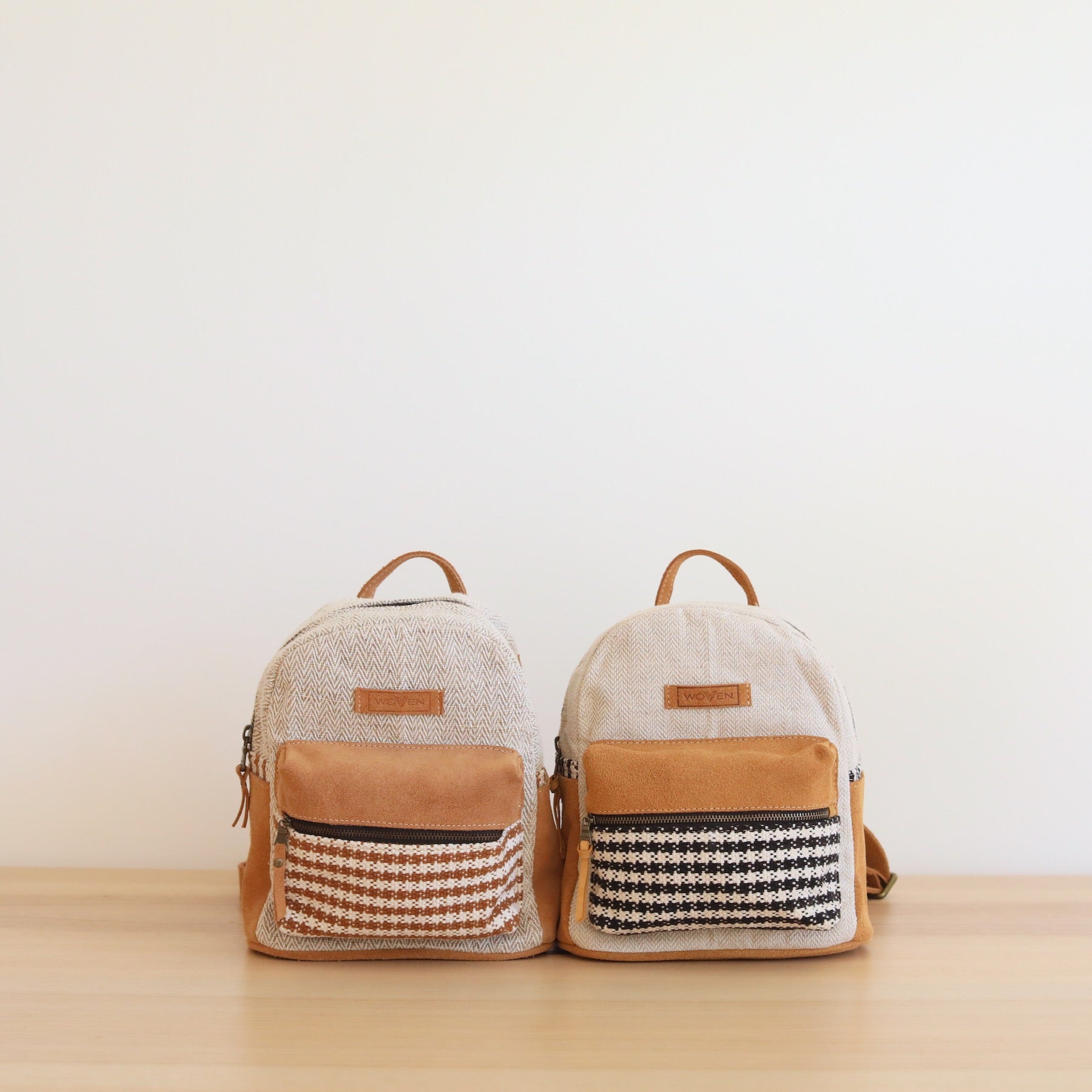 Woven Mini Backpack - Houndstooth