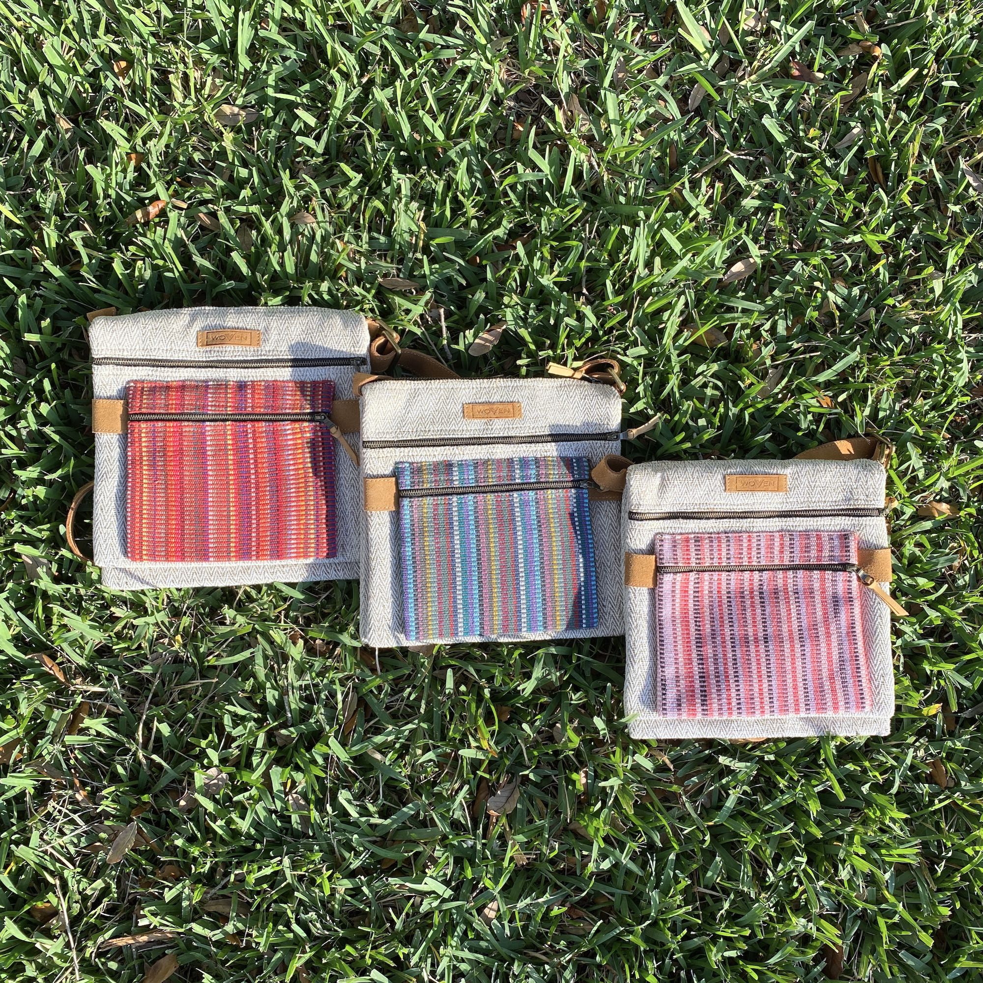 Woven Square Double Sided Crossbody Bag