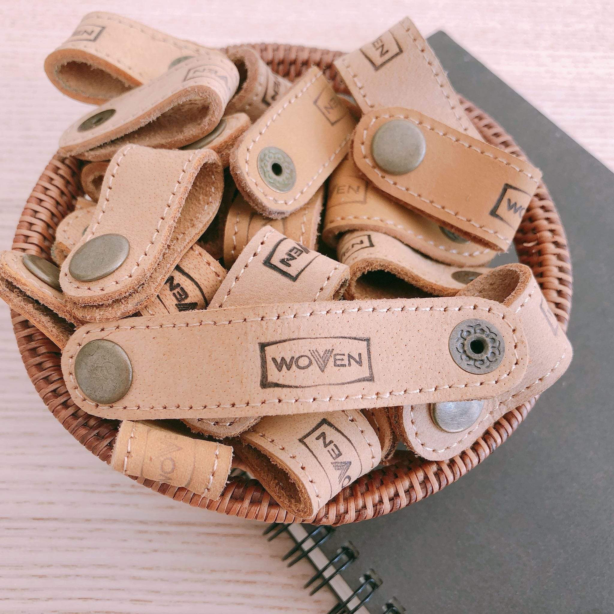 Woven Suede Leather Cord Organizer - Set Of 3