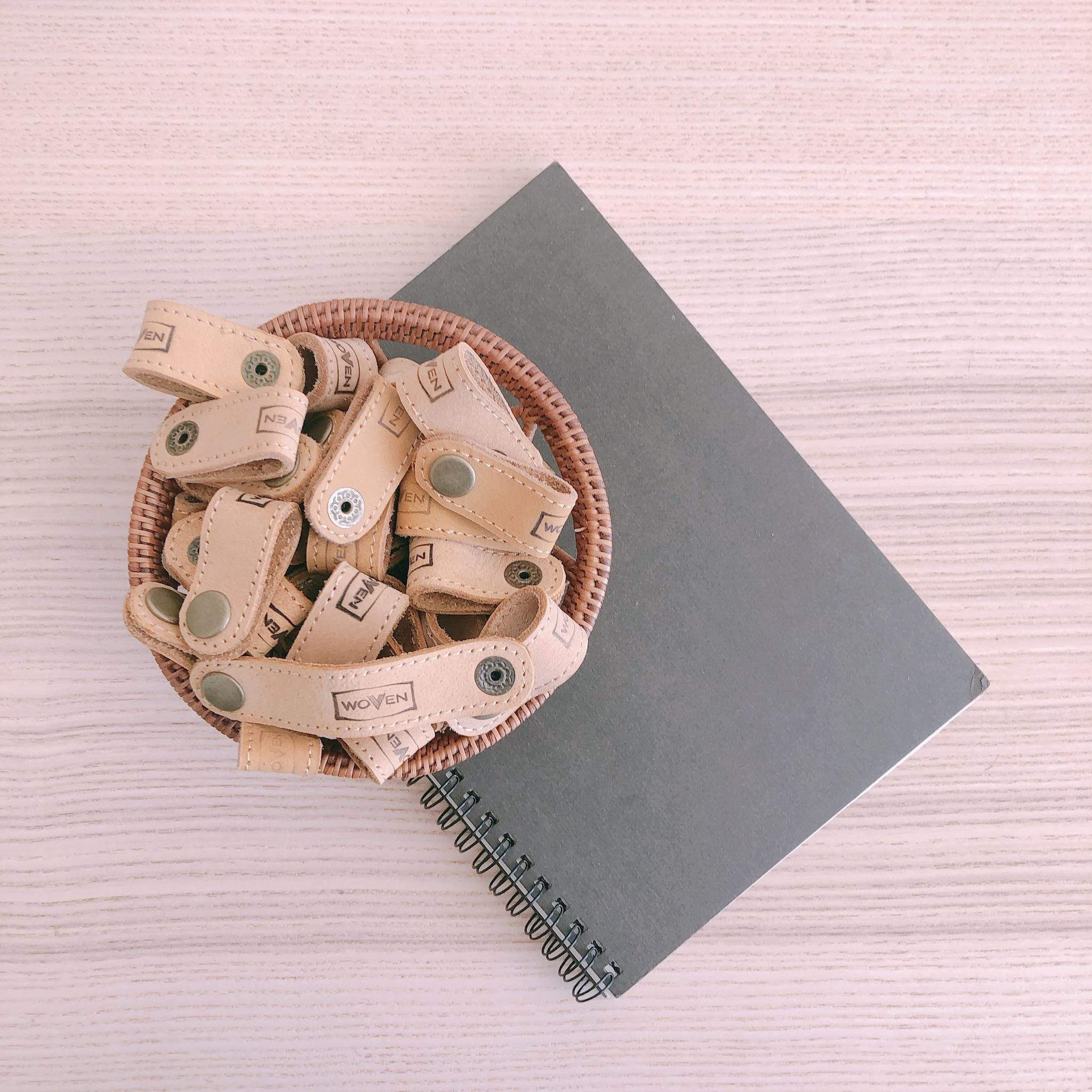 Woven Suede Leather Cord Organizer - Set Of 3