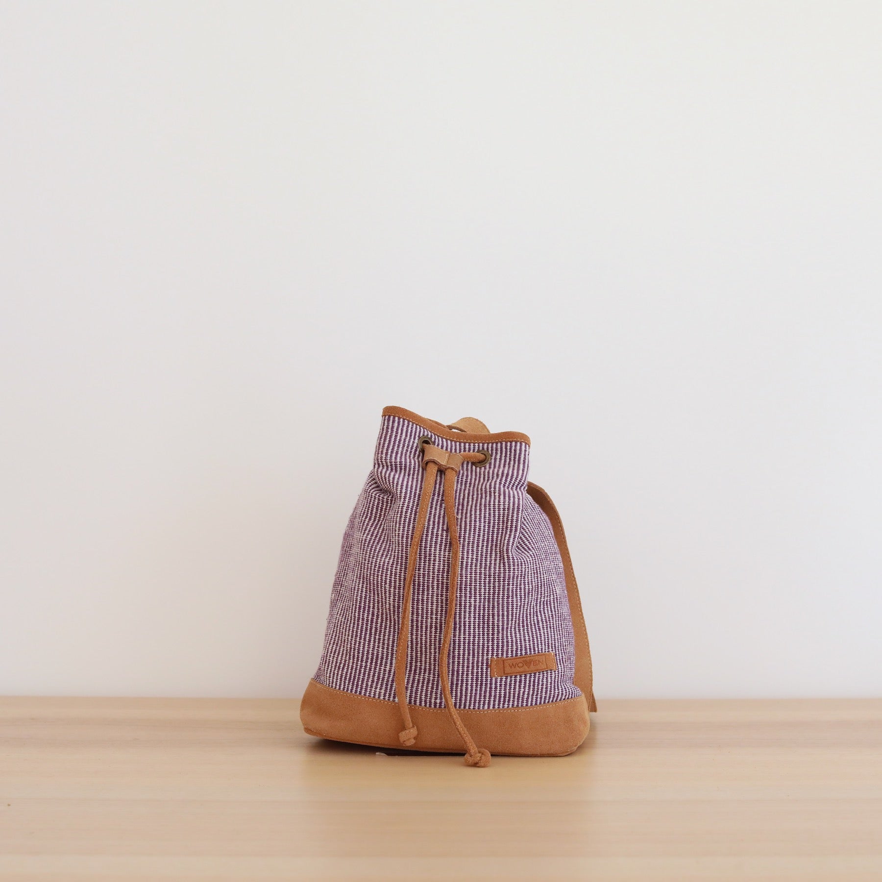 Woven Drawstring Bucket Bag - Sally